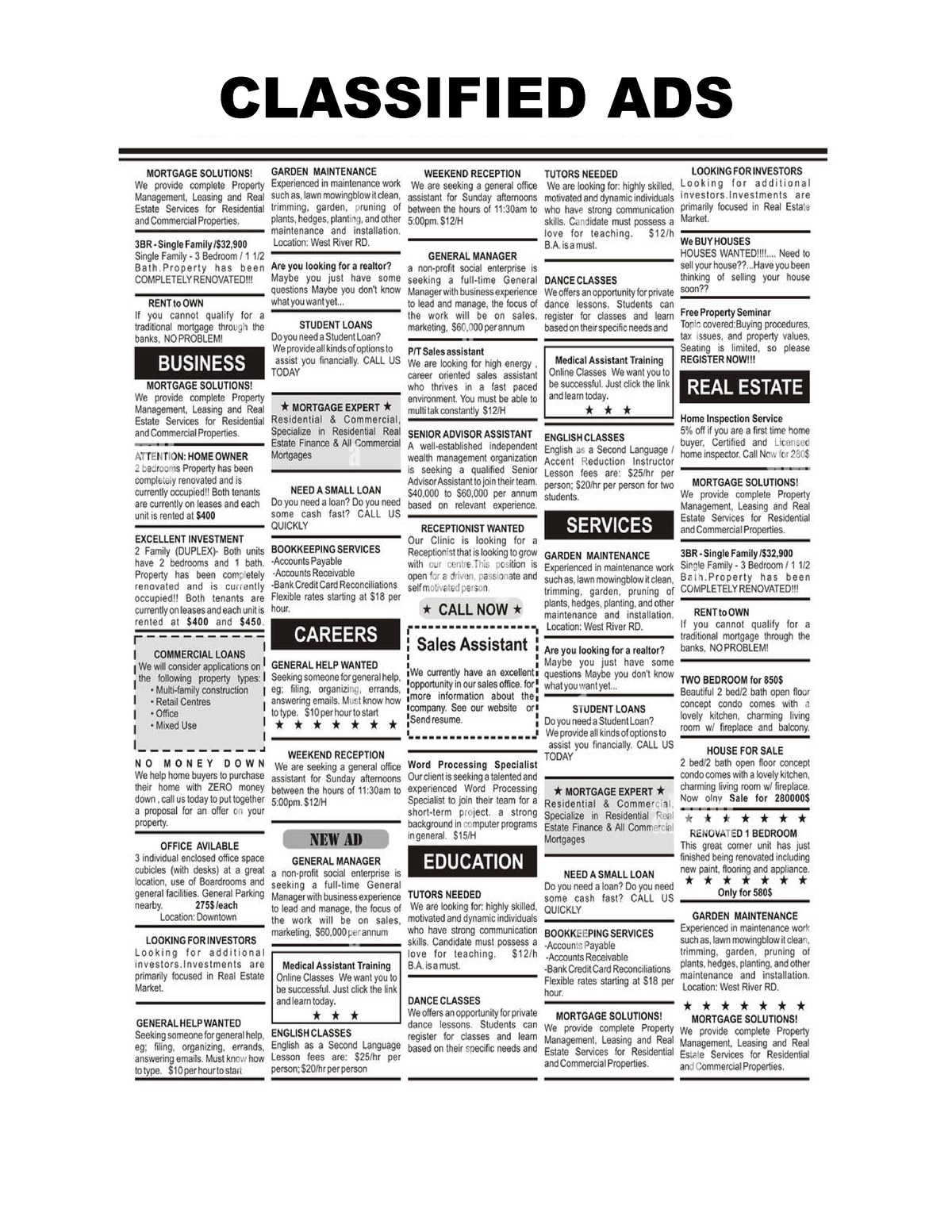 Classified ADS - ADVERTISEMENT - teacher education - CLASSIFIED ADS ...