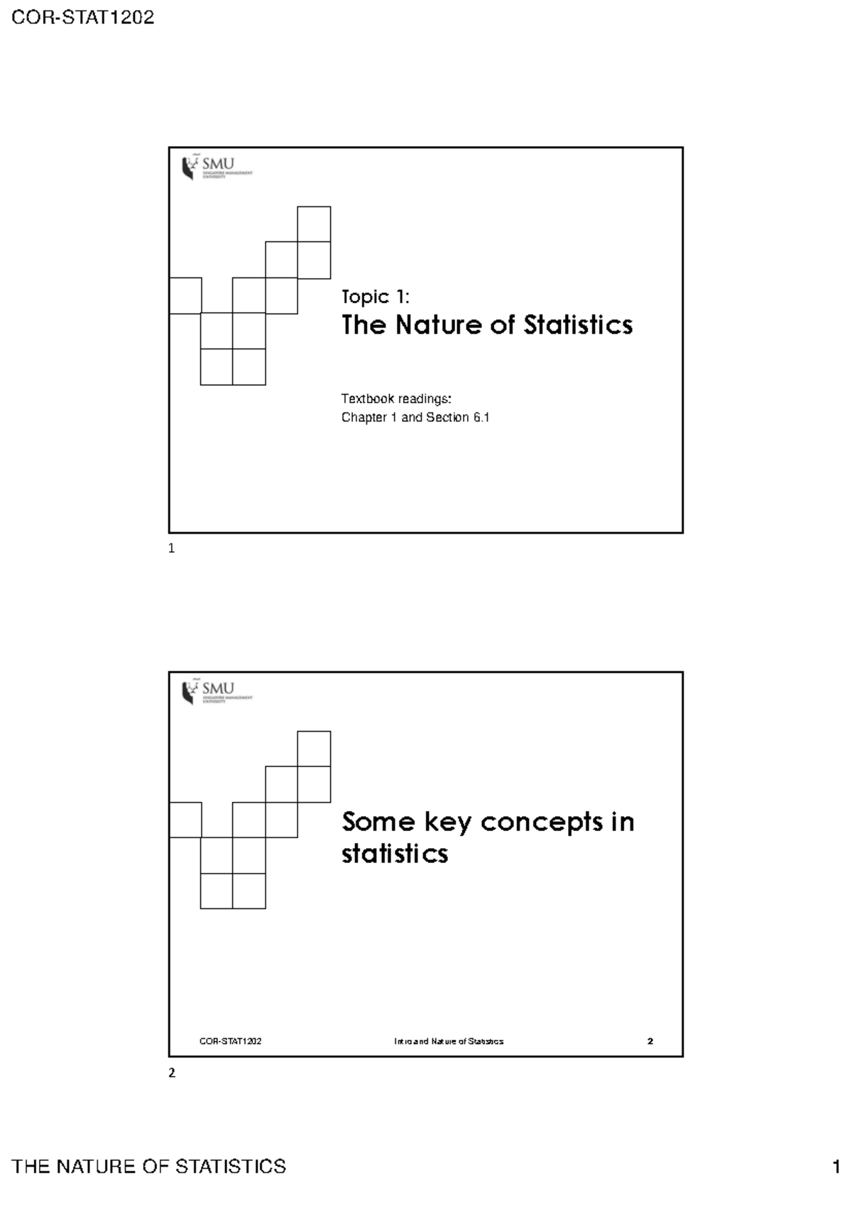 Topic 1 Nature of statistics handout - Topic 1: The Nature of ...