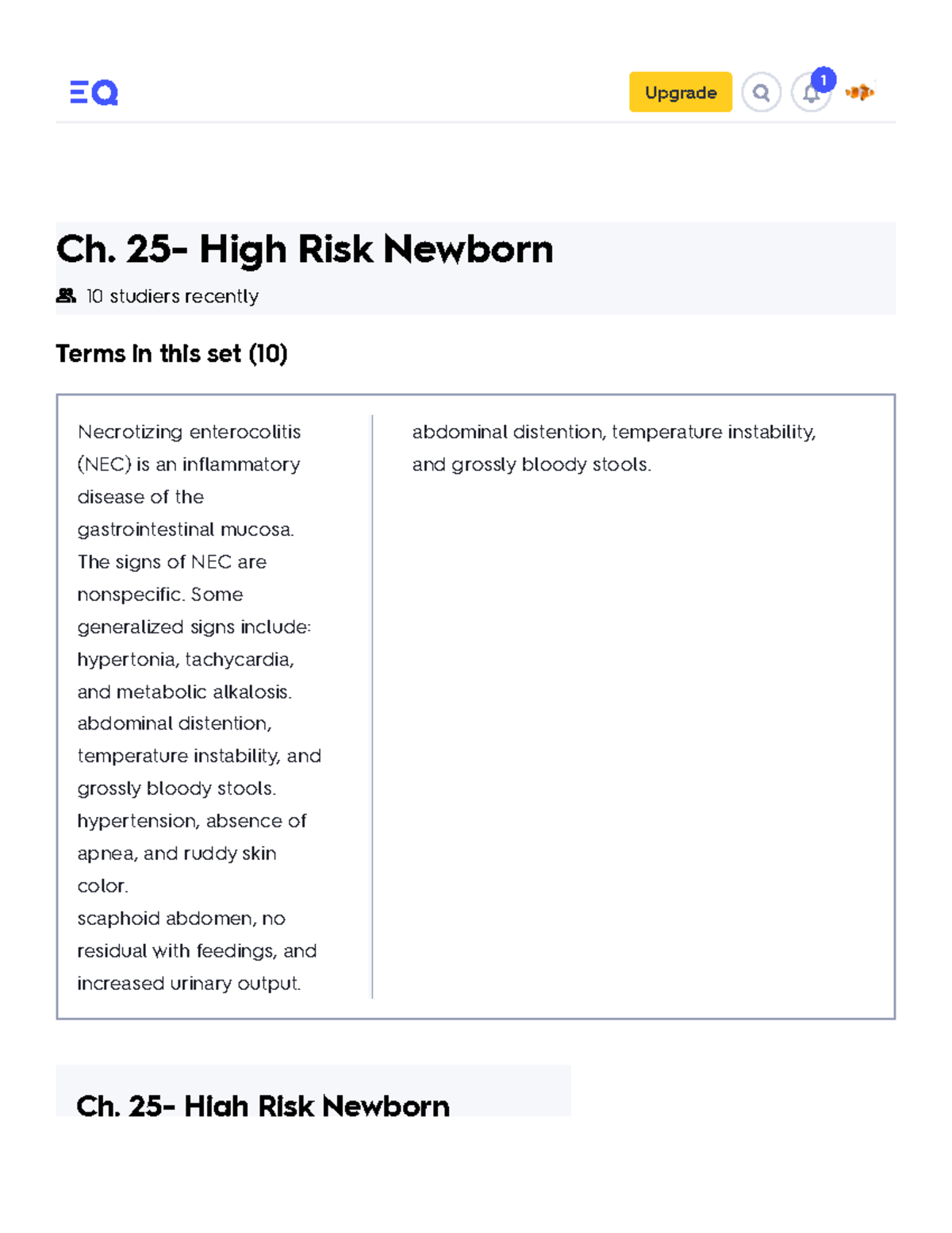 1) Ch. 25- High Risk Newborn Flashcards Quizlet - Upgrade 1 Ch. 25- High  Risk Newborn 10 studiers - StuDocu