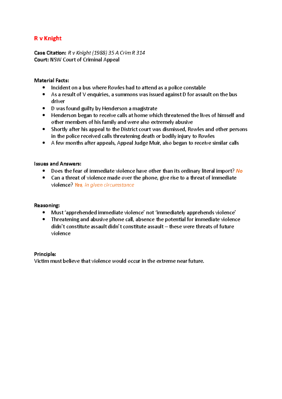 R v Knight Case Summary R v Knight Case Citation R v Knight (1988