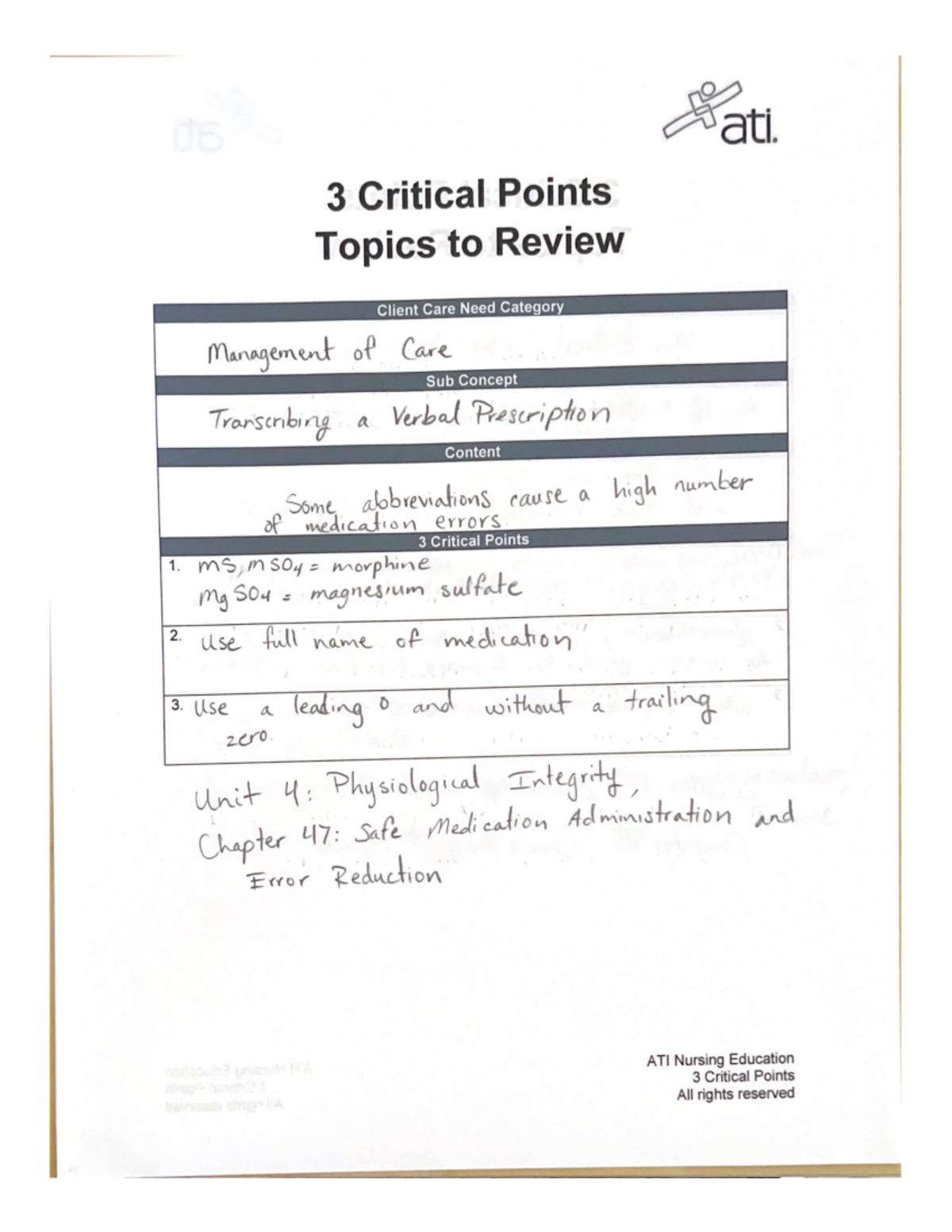 ATI Pharm Practice B Remediations - Sat 3 Critical Points Topics To ...