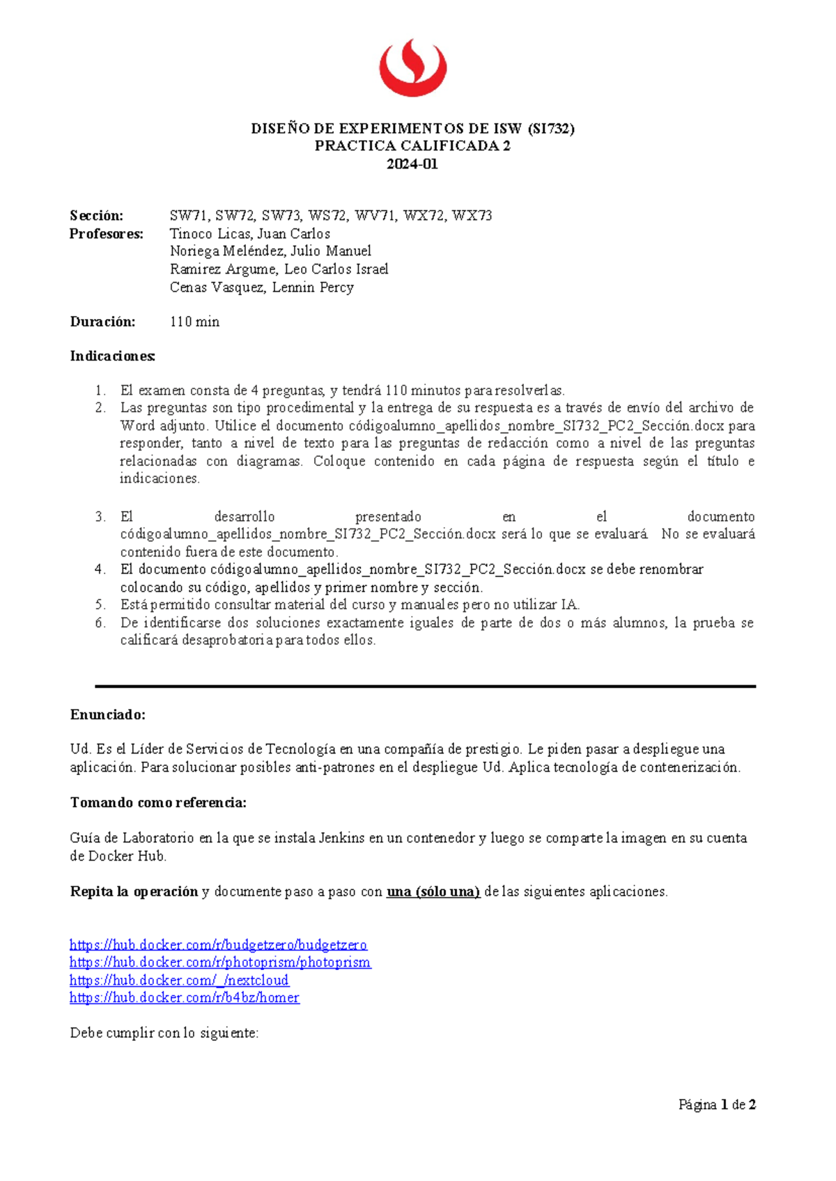 Upc Pre 202401 Si732 Wx73 Pc2 DiseÑo De Experimentos De Isw Si732 Practica Calificada 2 2024 6998