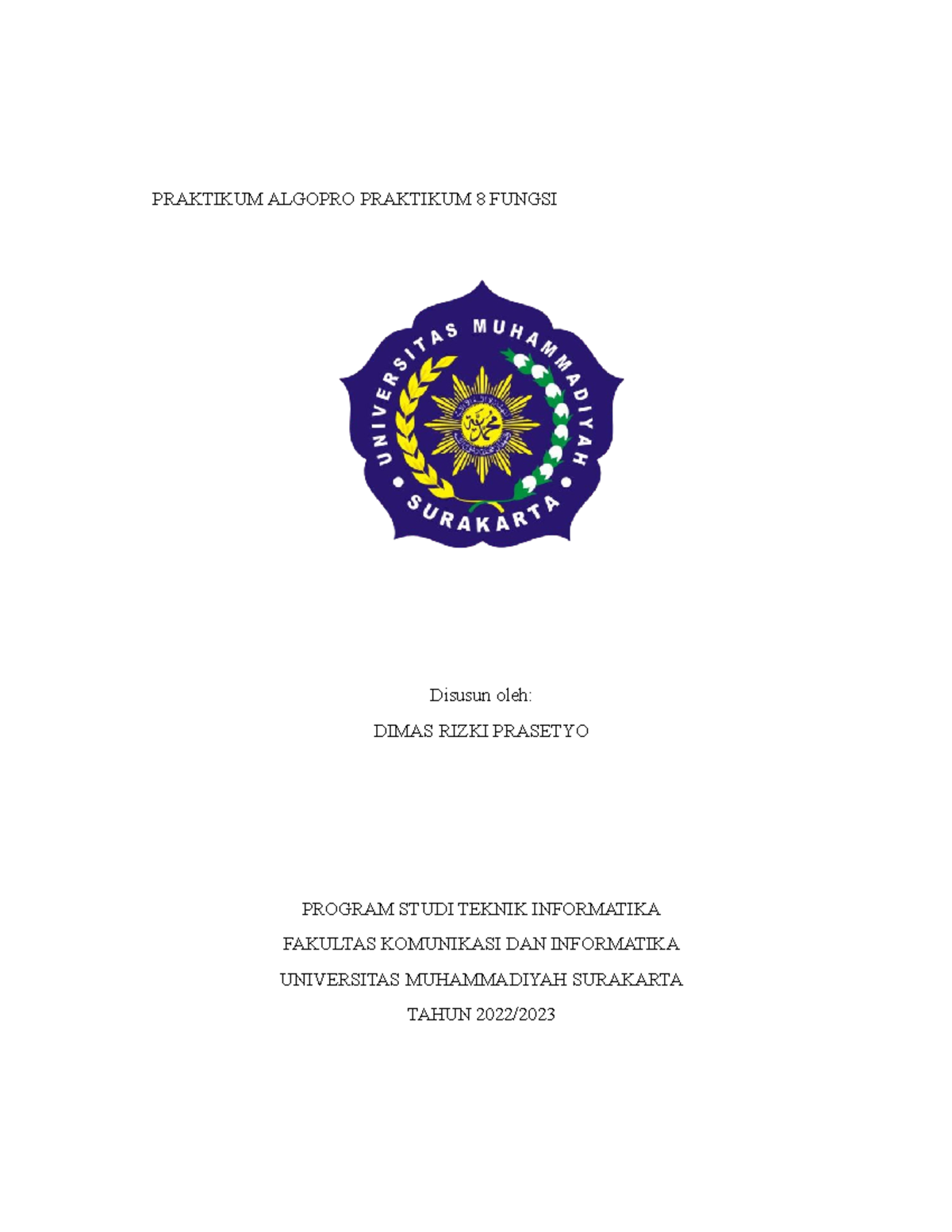 L2002 20196 Dimas Rizki Prasetyo modul 8 - PRAKTIKUM ALGOPRO PRAKTIKUM ...