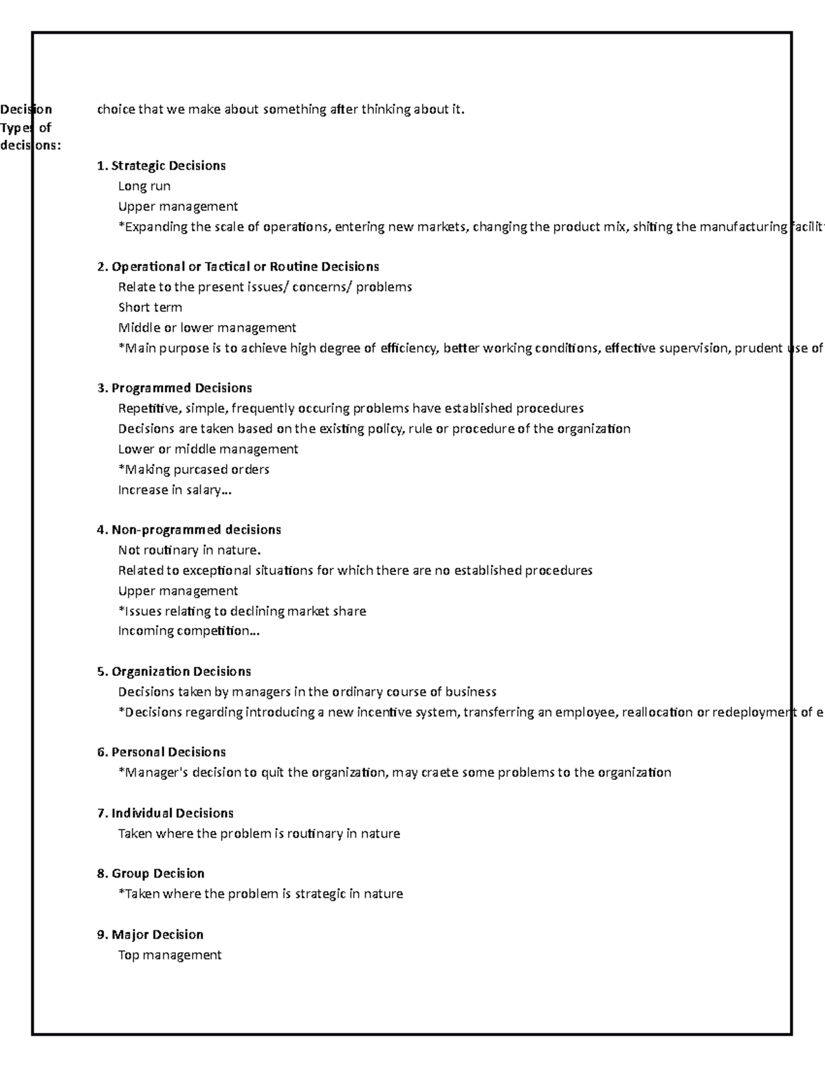 BBC1101 Fundamentals of Business Analytics - Decision and Type of ...