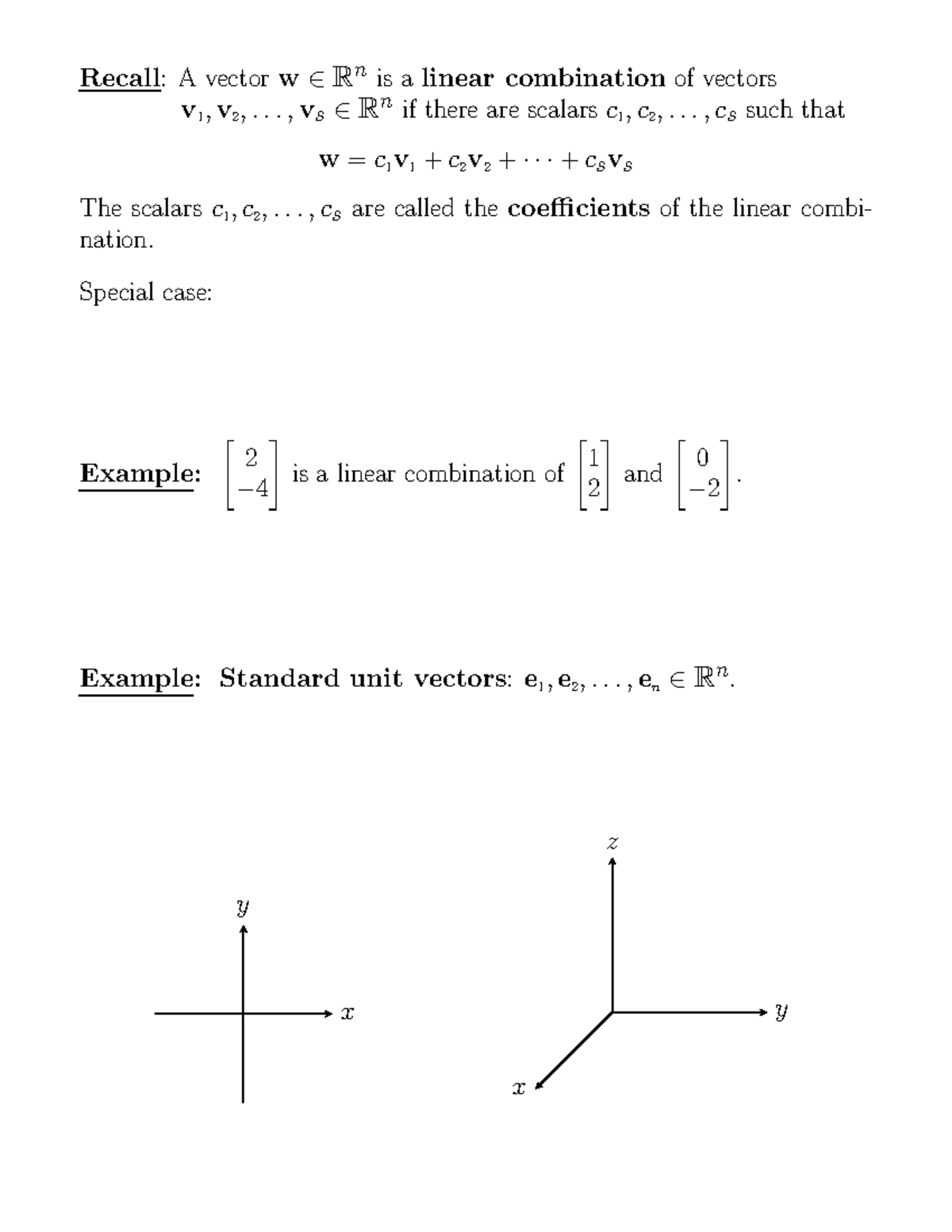 Vectors in Rn Linear Combinations Math125 UAlberta Studocu