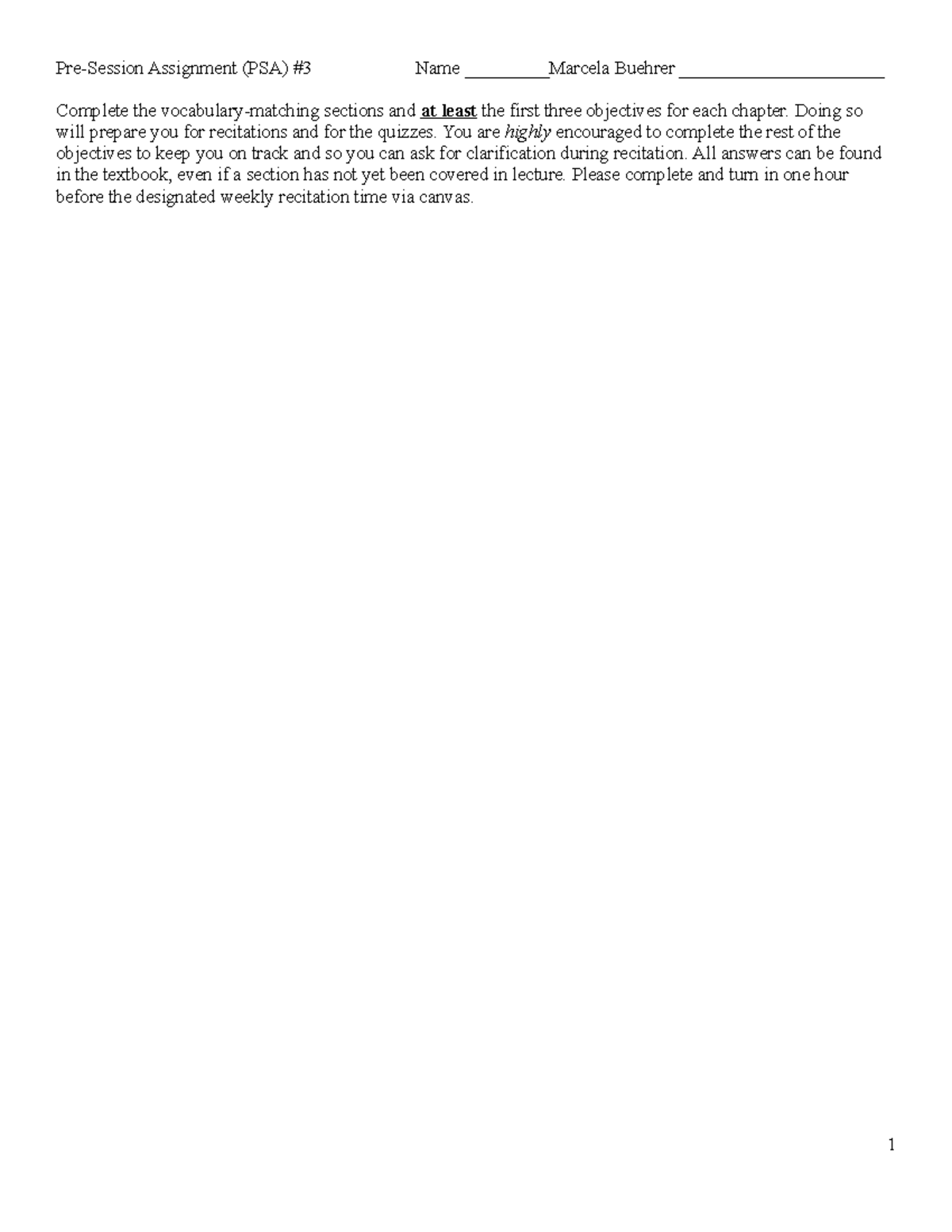 PSA 3 - Recitation PSA Assignment - Pre-Session Assignment (PSA) #3 ...