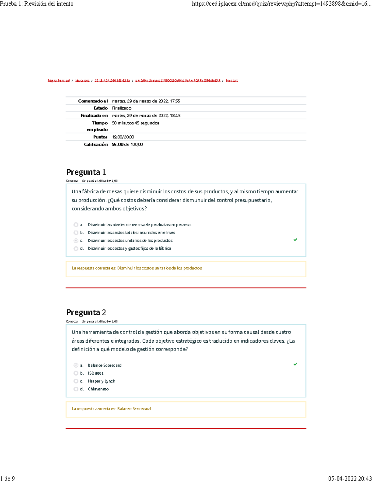 Prueba 1 S1-S2 - Examen - Página Principal / Mis Cursos / 22-1B-ADA1006 ...