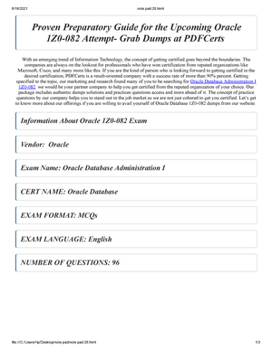 Braindump 1Z0-082 Pdf