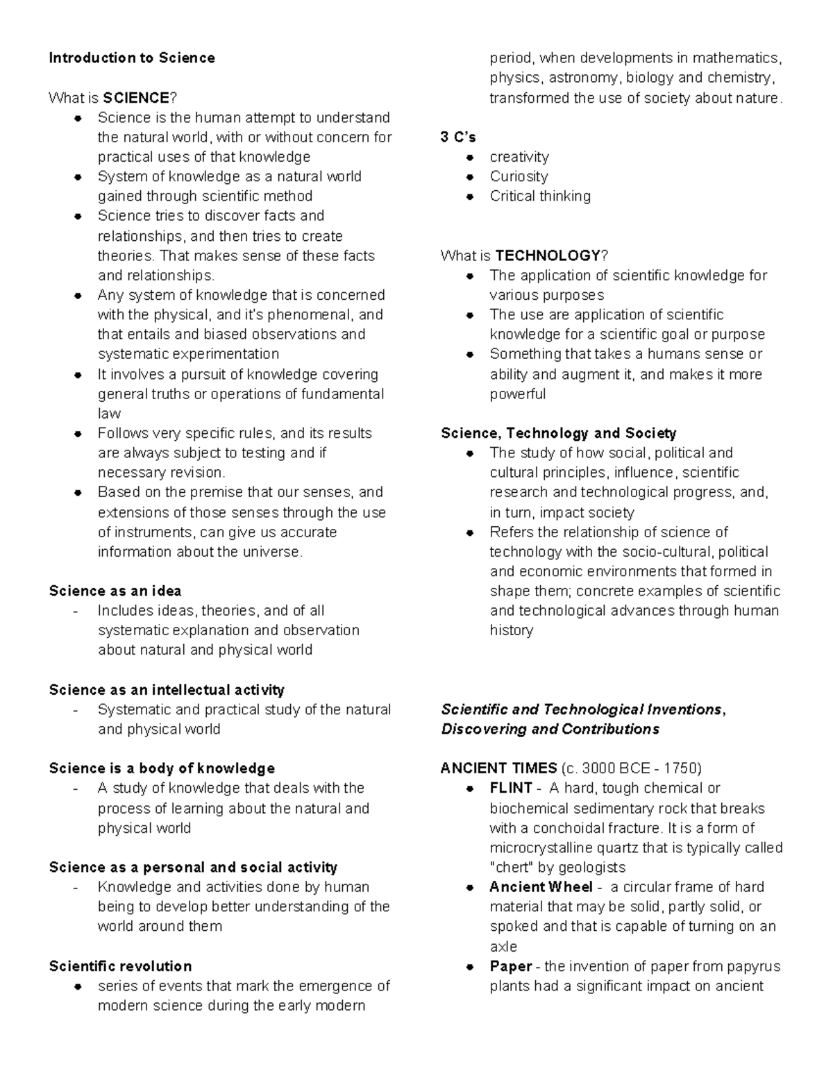 BRTS STS Reviewer - Introduction to Science What is SCIENCE? Science is ...