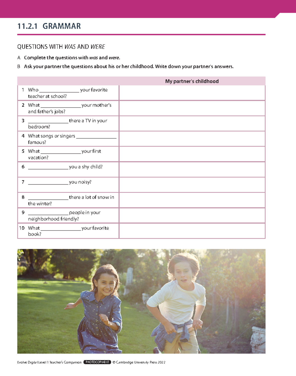 Evolve Digital Level 1 Worksheets 11 - QUESTIONS WITH WAS AND WERE A ...