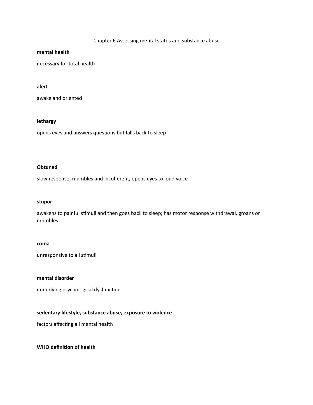 Chapter 6 Assessing Mental Status And Substance Abuse - Which Of The ...