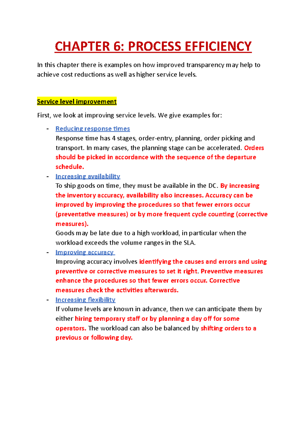 Chapter 6 Improving warehouse efficiency supply chain CHAPTER 6 PROCESS EFFICIENCY In this