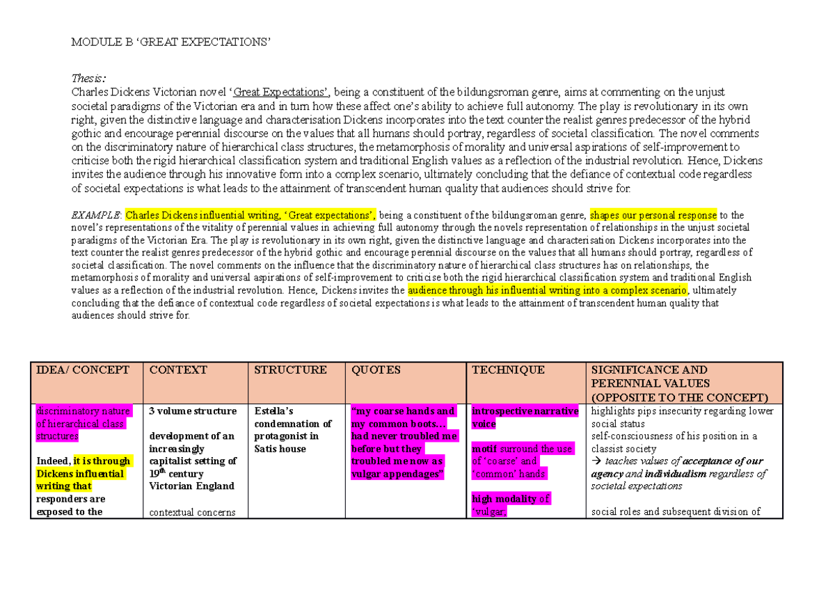 module b great expectations essay