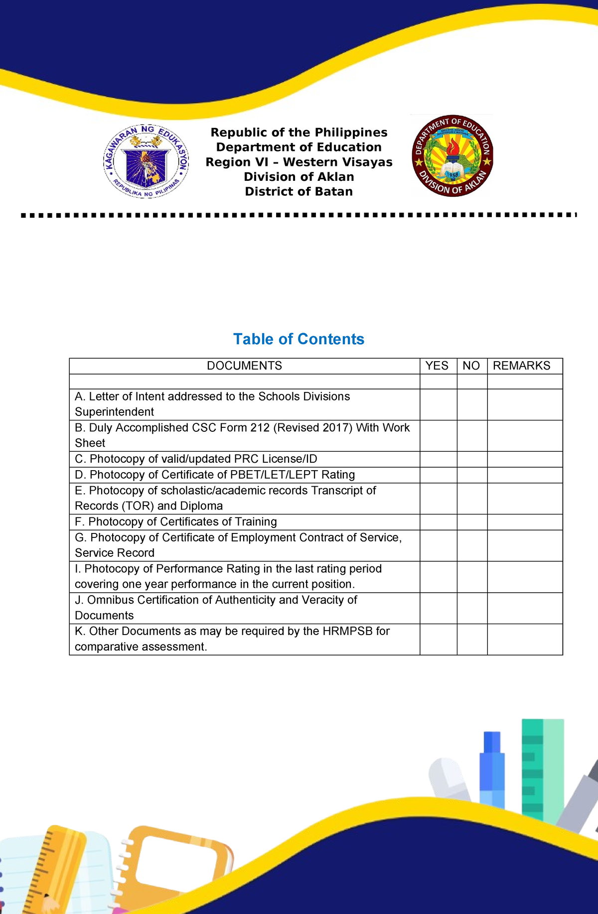 BLUE AND Yello Tabbing - Republic of the Philippines Department of ...