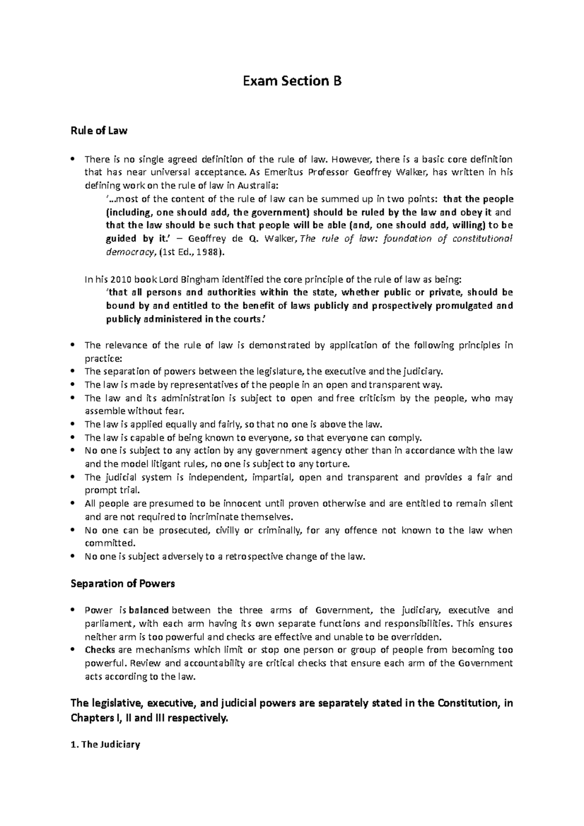 Exam Section B - Sfdf - Exam Section B Rule Of Law There Is No Single ...