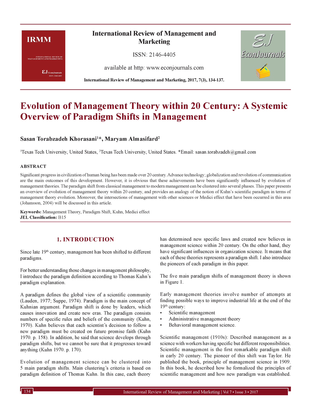 international review of management and business research