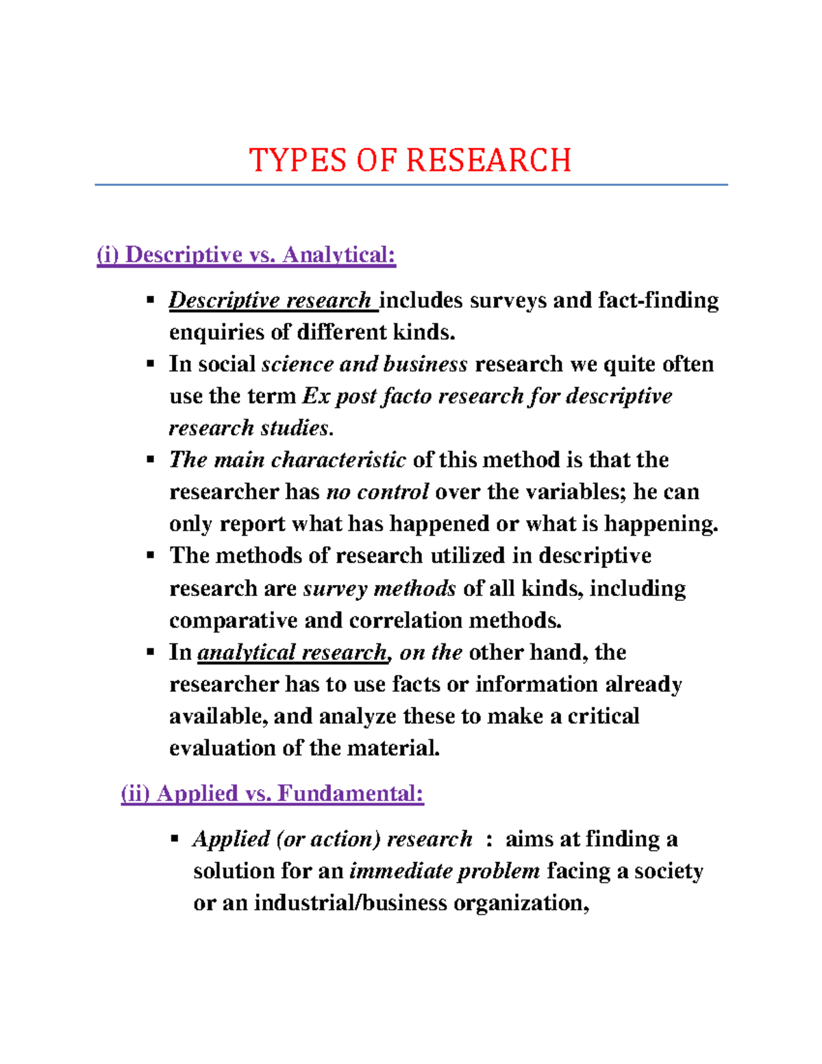 descriptive vs analytical research examples