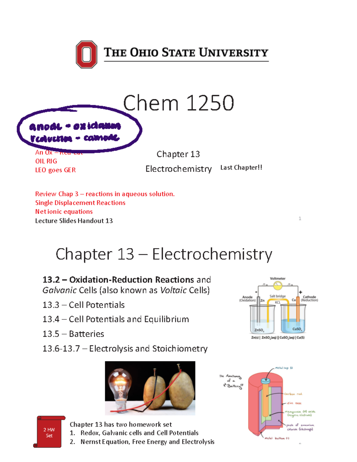 Chapter+13+-+Electrochemistry 2pp - Chem 1250 Chapter 13 ...