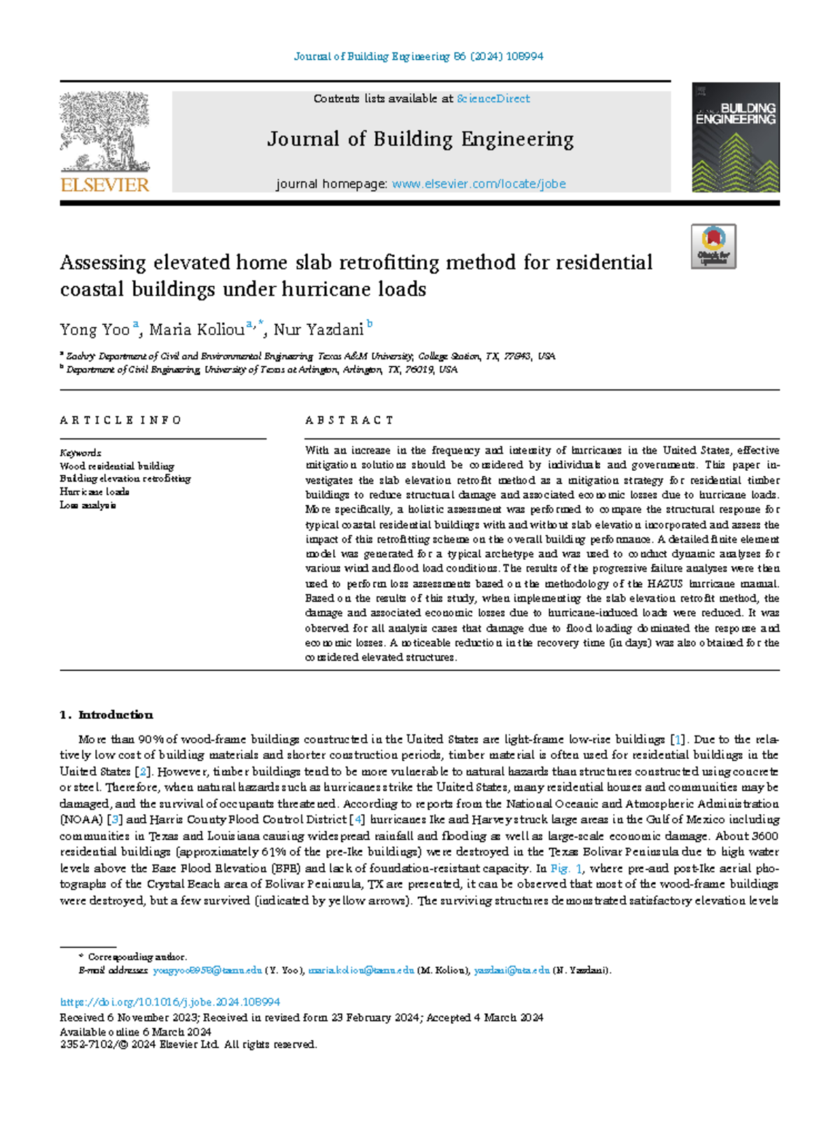 Assessing elevated home slab retrofitting method for residential ...
