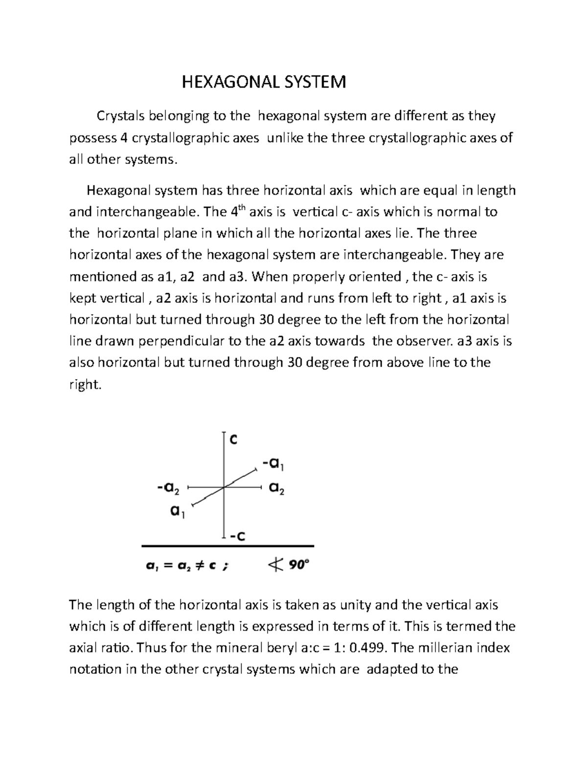 Hexagonal system - Hexagonal system has three horizontal axis which are ...