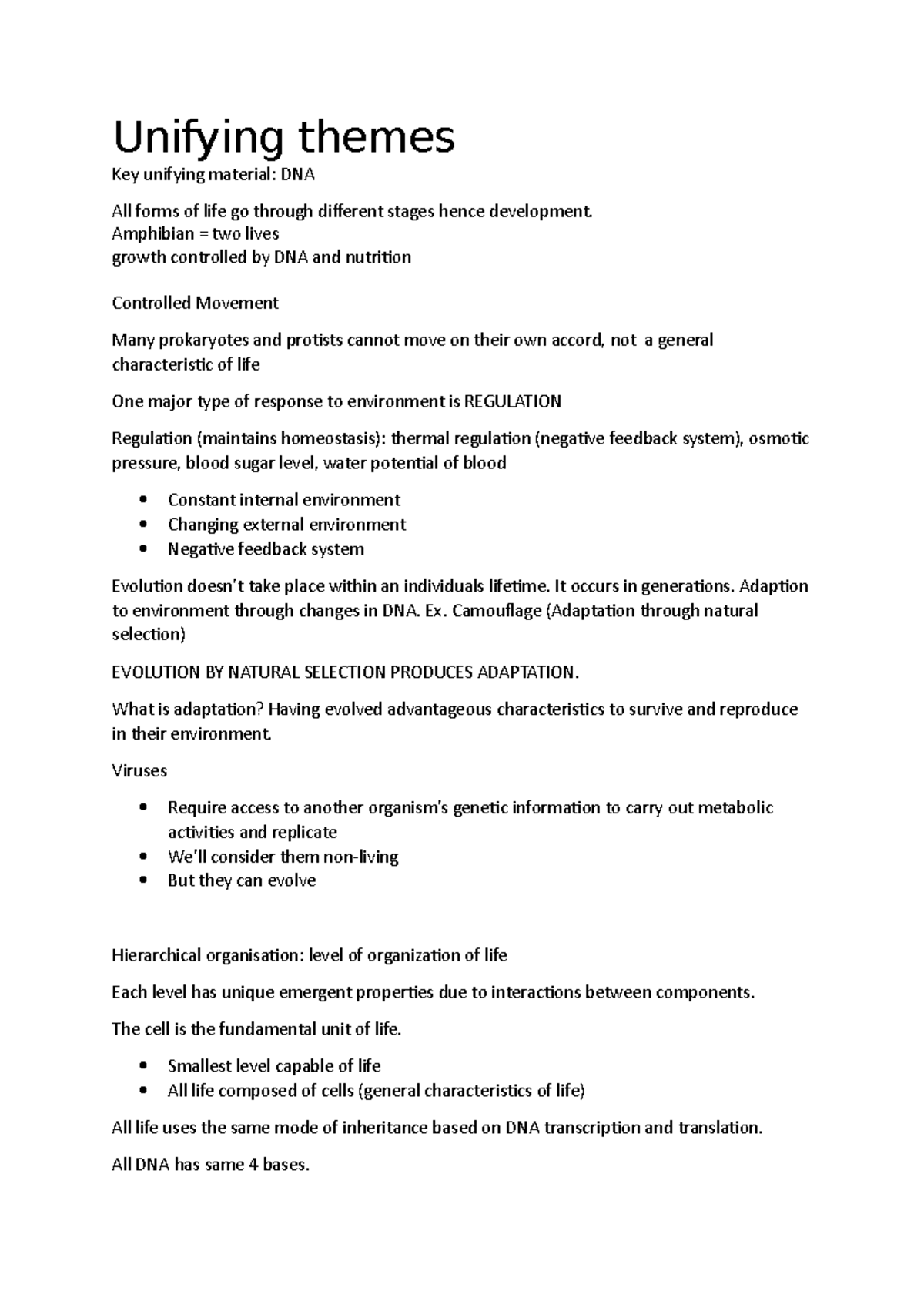 Unifying Themes - Lecture notes 1-3 - Unifying themes Key unifying ...