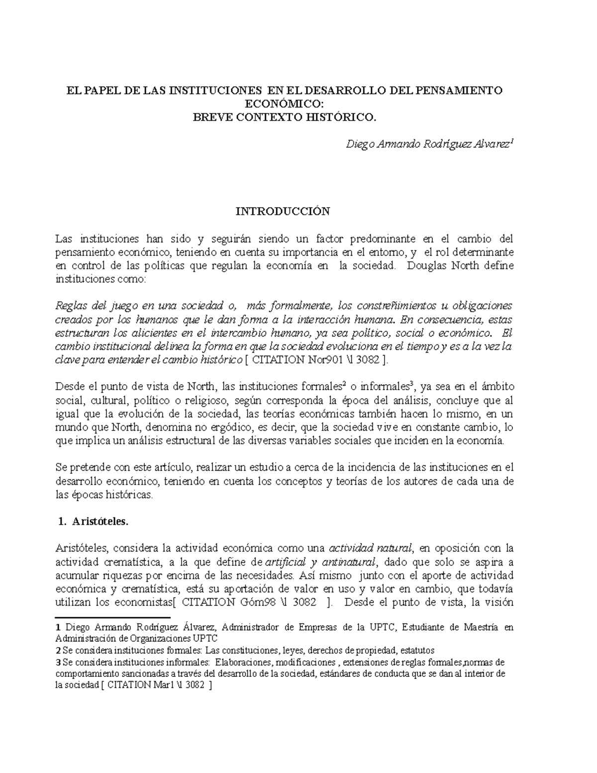 EL Papel DE LAS Instituciones EN EL Desarrollo Económico - EL PAPEL DE ...