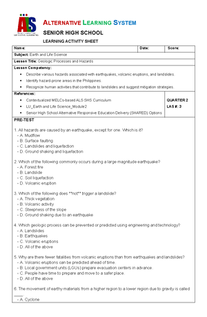 ELS Q2 LAS 3 - ascac - ALTERNATIVE LEARNING SYSTEM SENIOR HIGH SCHOOL ...
