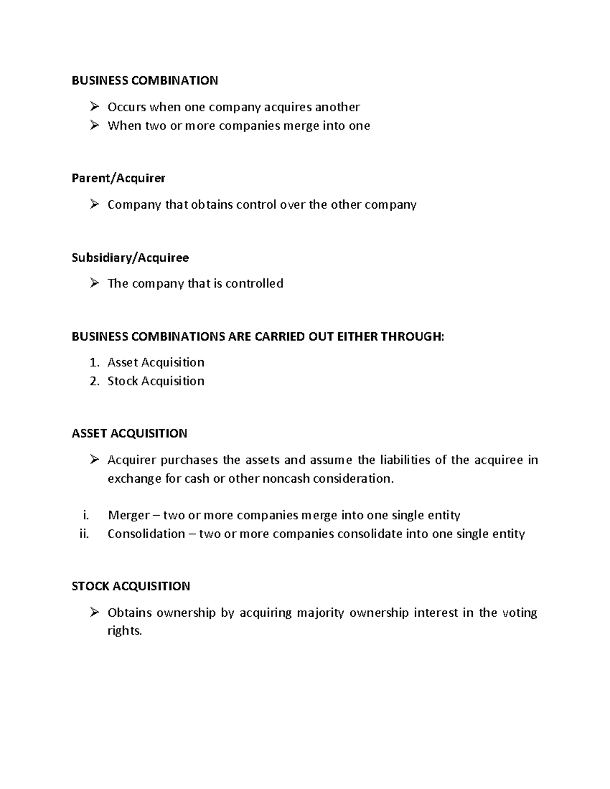 Business Combination - BUSINESS COMBINATION Occurs when one company ...