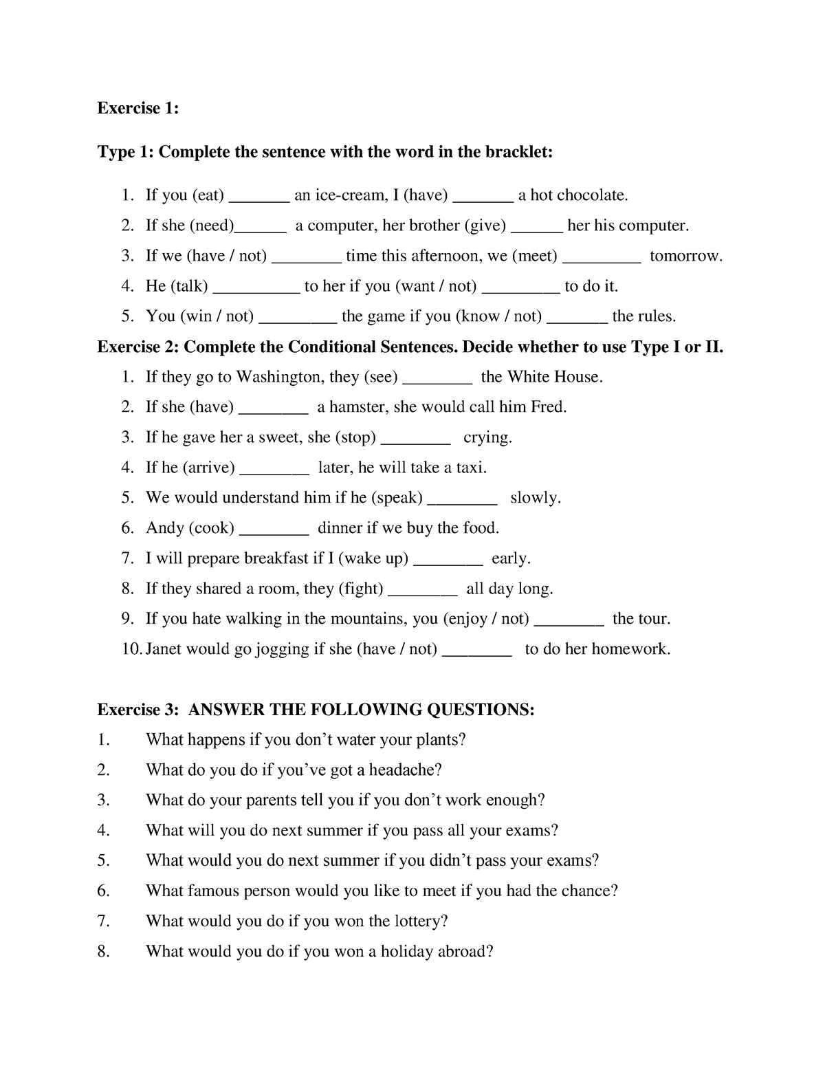 Answer Keys Unit 13 - Keys - Exercise 1: Type 1: Complete The Sentence ...