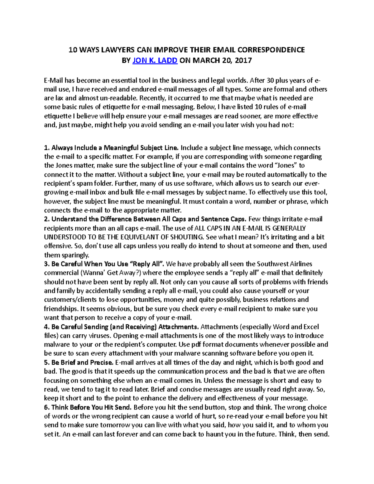 Guides TO Emailing - 10 WAYS LAWYERS CAN IMPROVE THEIR EMAIL ...
