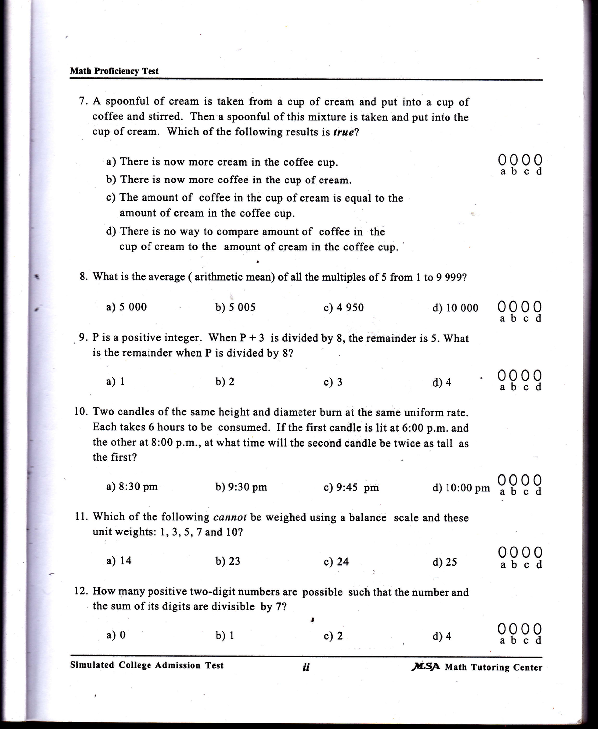 MCQ Upcat Exam 007 - Math Proficiency Test 7. A Spoonful Of Cream Is ...