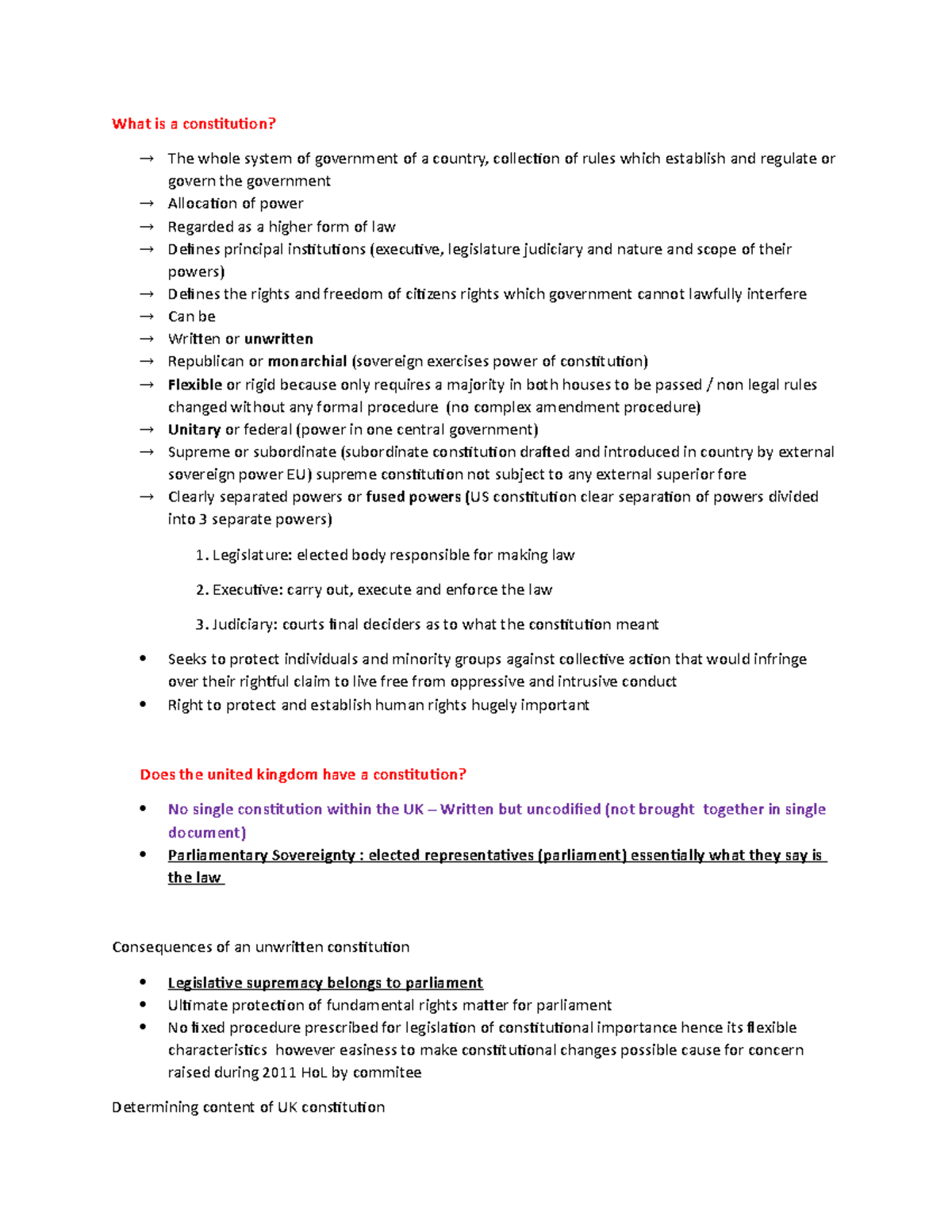 Public Law Constitution - What is a constitution? The whole system of ...