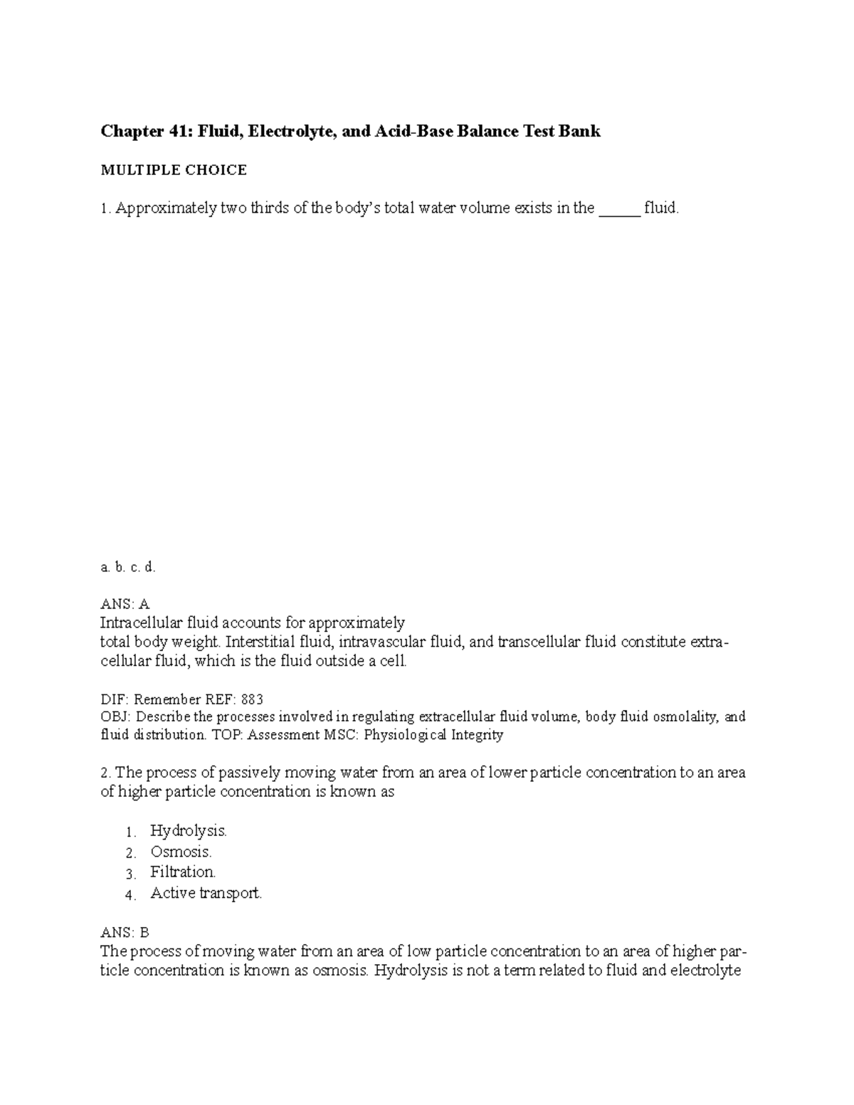 Fluid Electrolyte Acid Base - Chapter 41: Fluid, Electrolyte, And Acid ...