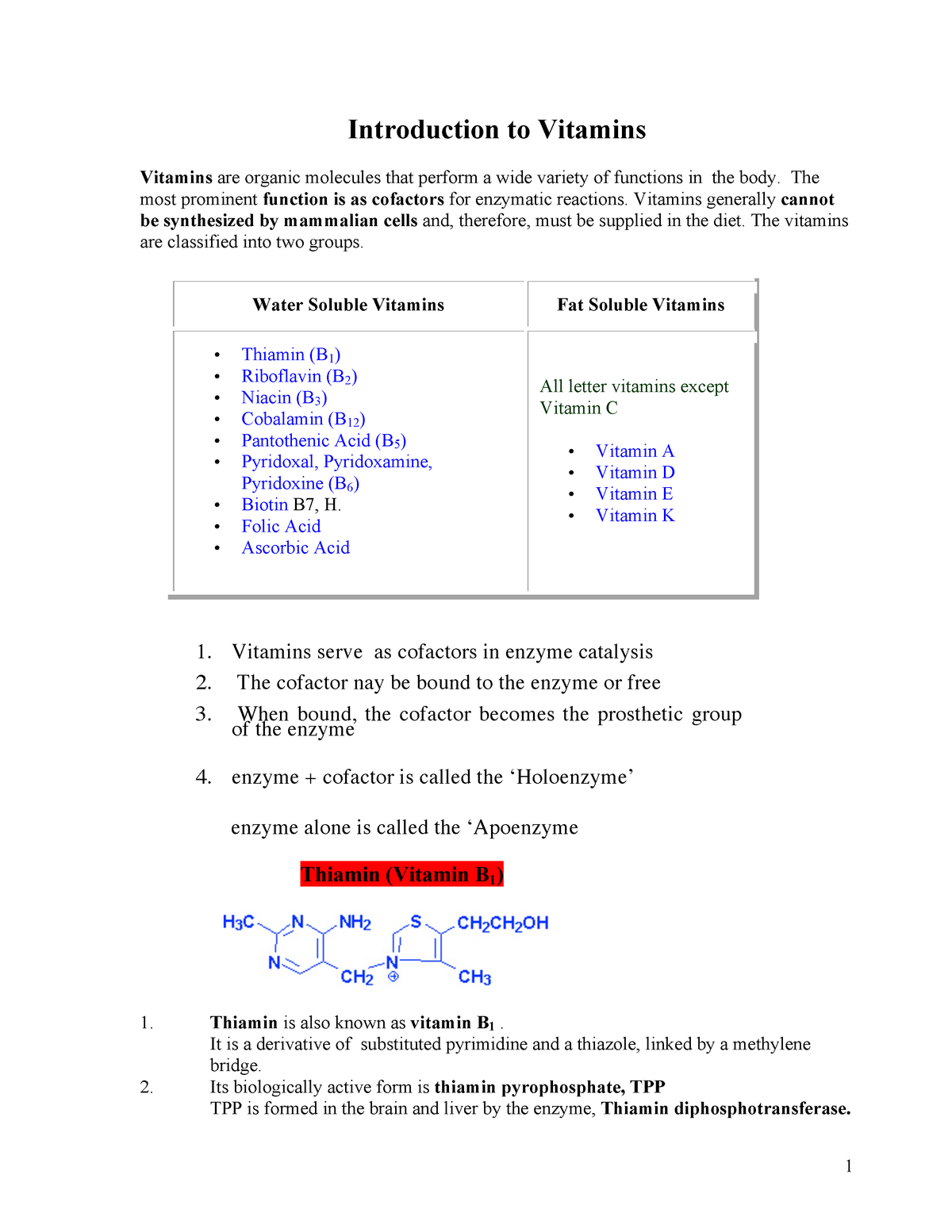 assignment on vitamins