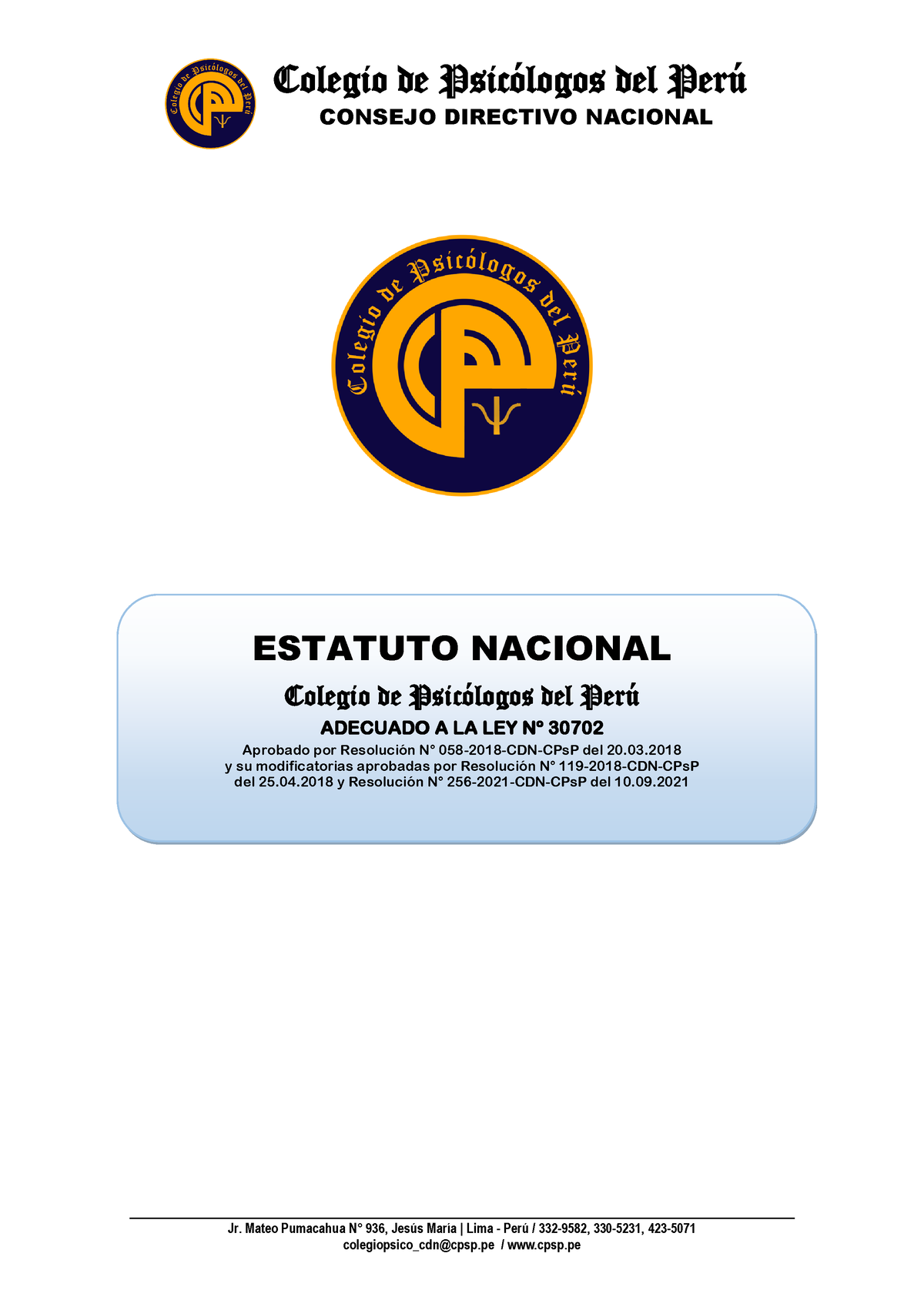 CPs P CDN Estatuto Nacional - CONSEJO DIRECTIVO NACIONAL Jr. Mateo ...