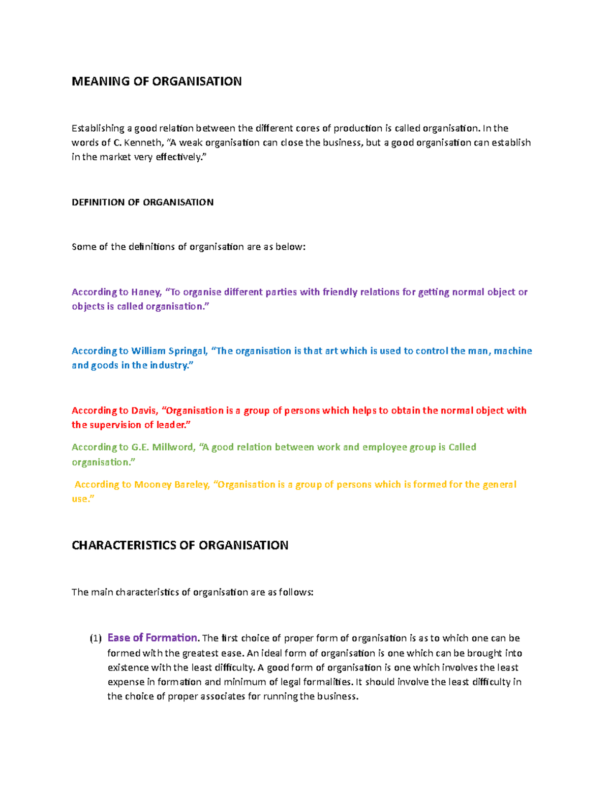 Meaning of organisation - MEANING OF ORGANISATION Establishing a good ...