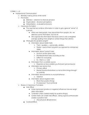 COMM 1 Lecture + Reading Notes - Chapter 1: Communication: Essential ...