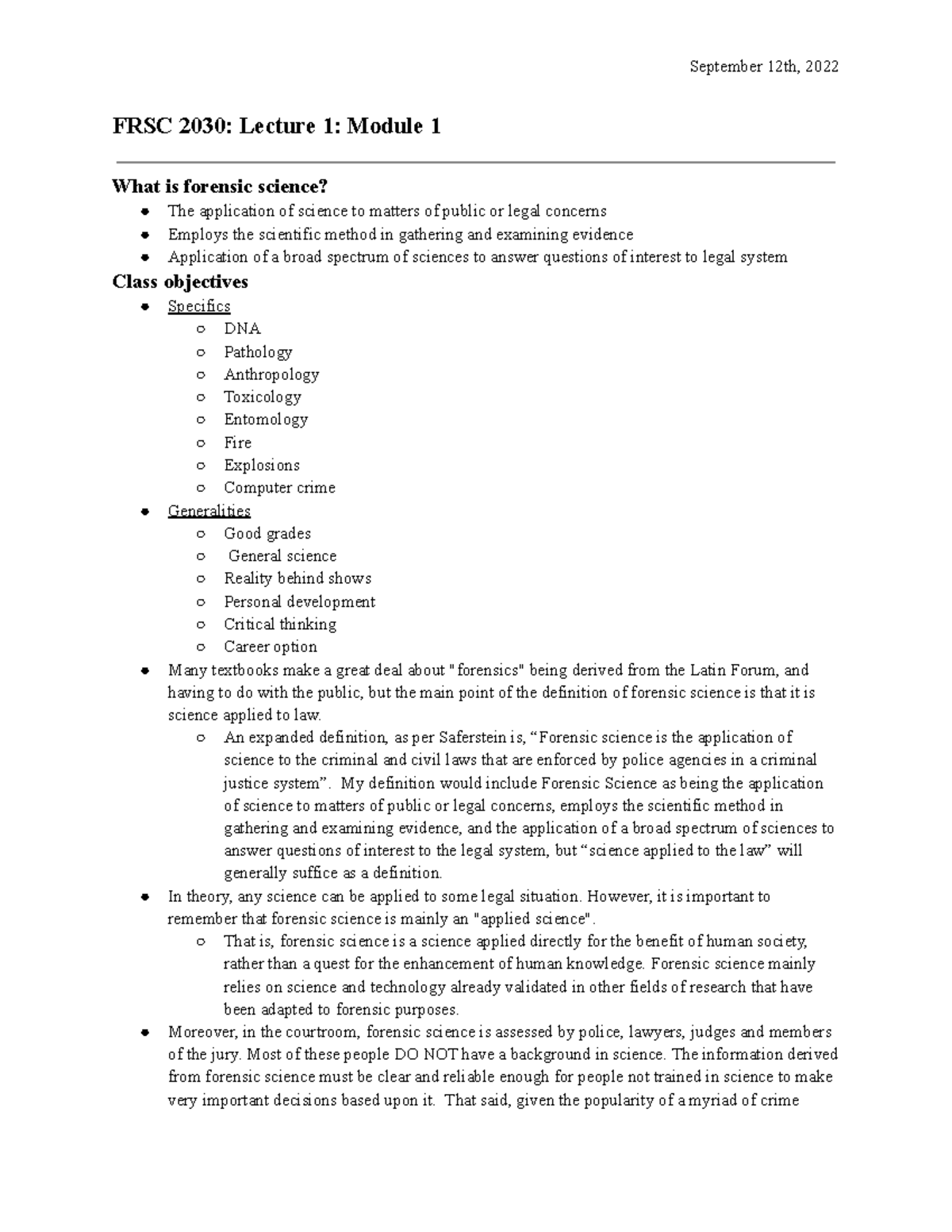 FRSC 2030 Lecture 1 Module 1 - FRSC 2030: Lecture 1: Module 1 What is ...
