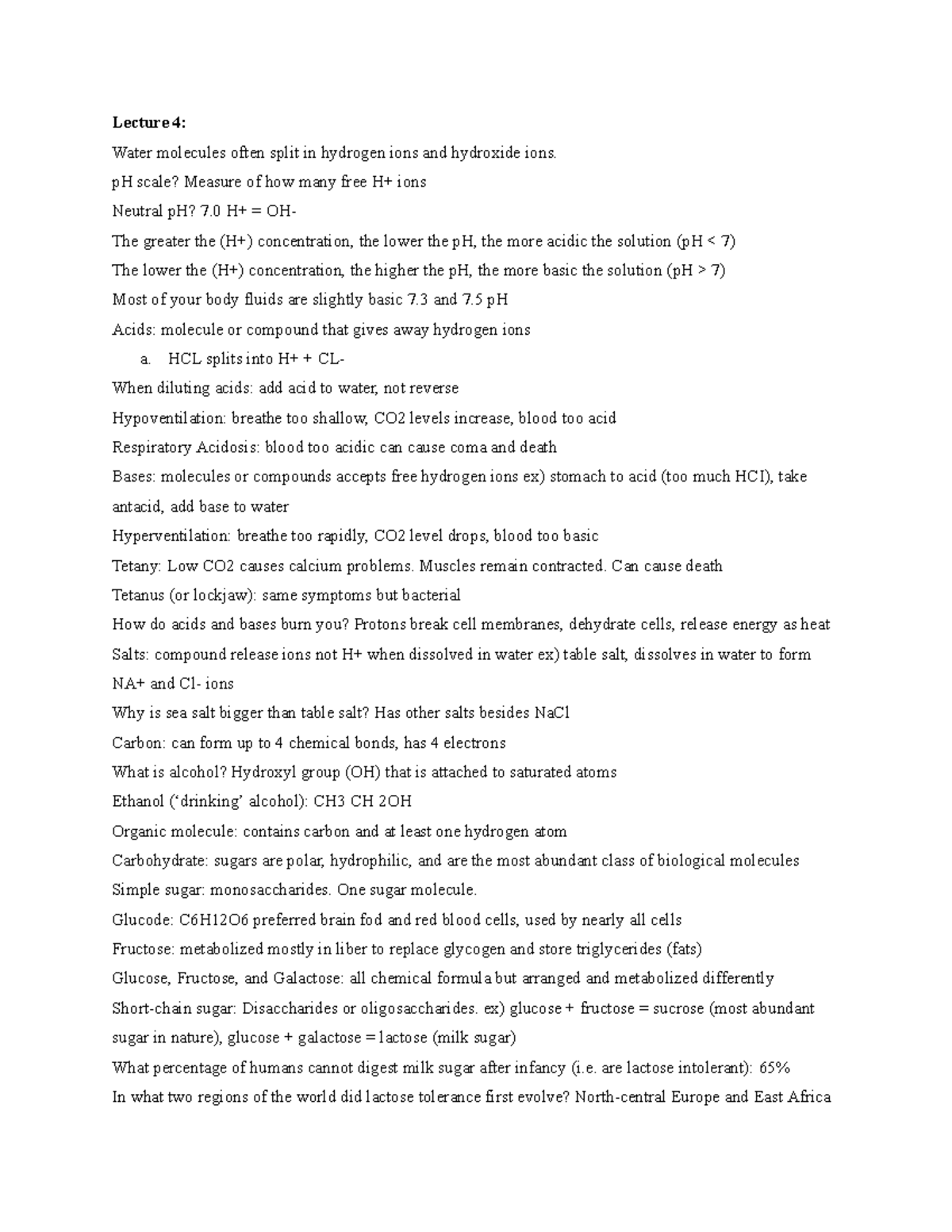 Biology 1102, Lecture 4 Lecture 4 Water molecules often split in