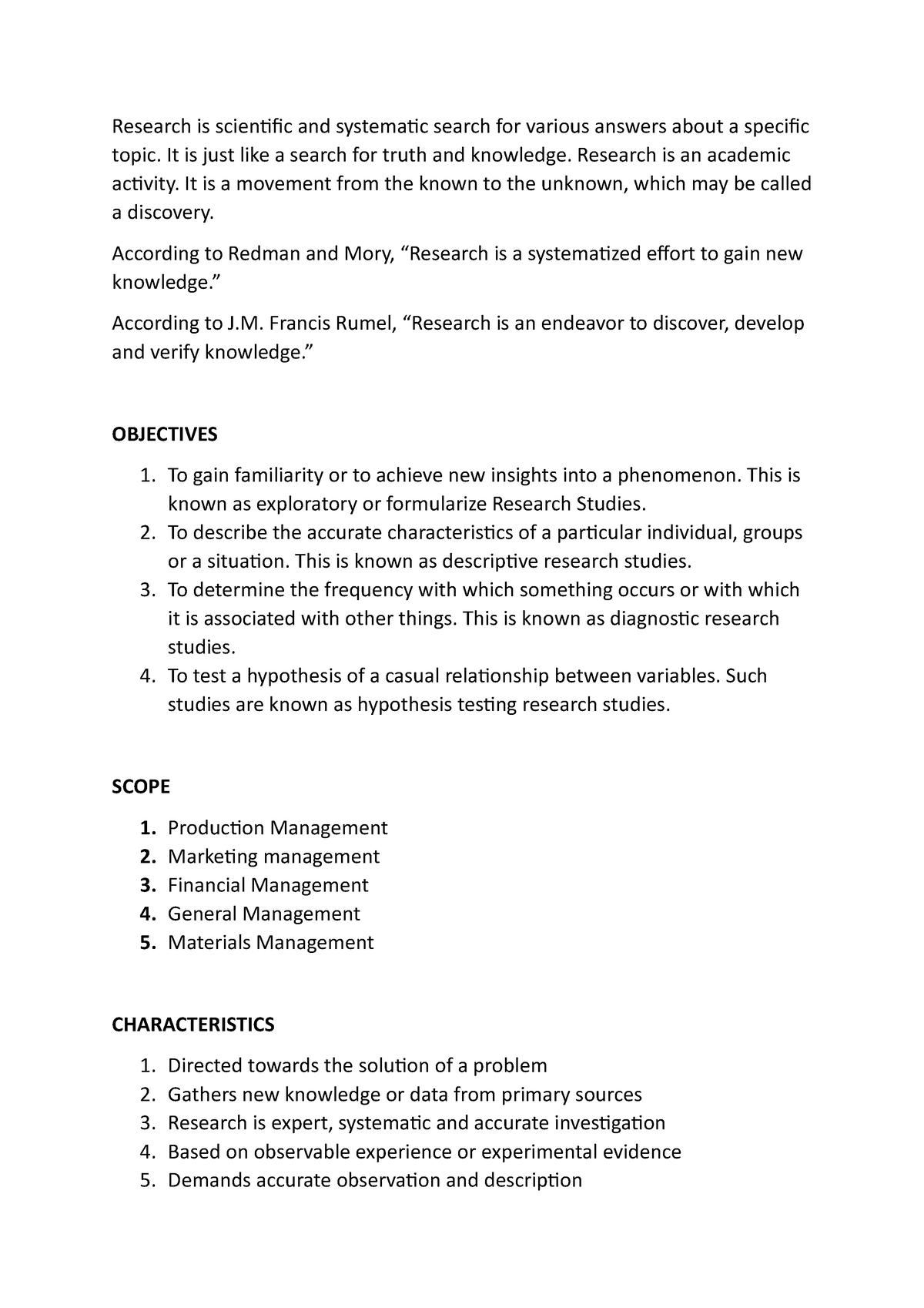 BRM Notes - Research is scientific and systematic search for various ...