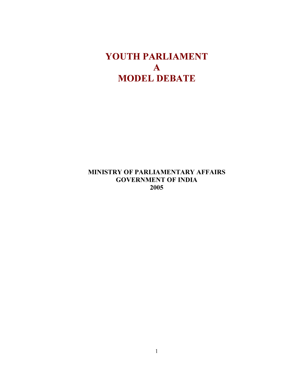 Ypdebate Script YOUTH PARLIAMENT A MODEL DEBATE MINISTRY OF   Thumb 1200 1553 