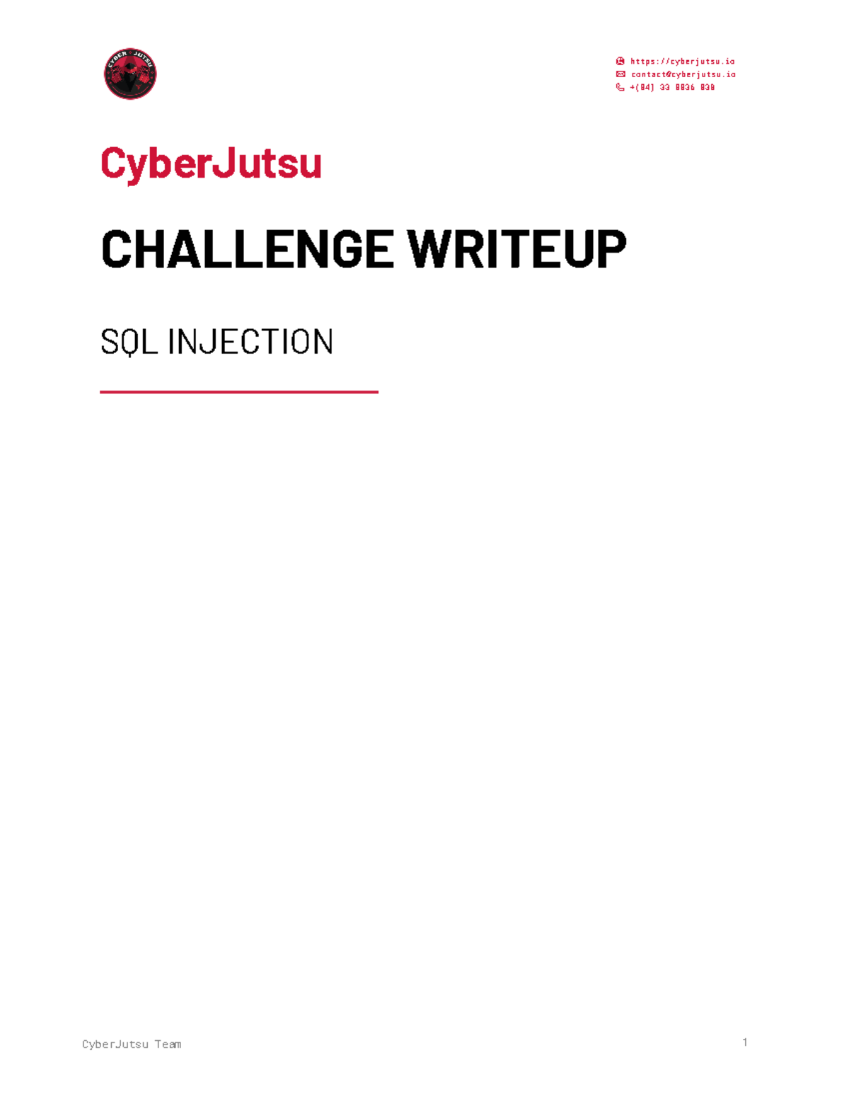 662799984 Writeups SQL Injection 1 8 - contact@cyberjutsu 📞 +(84) 33 ...
