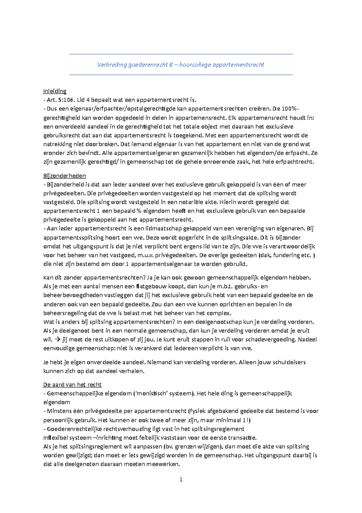 Verbreding Goederenrecht B Hoorcollege - Verbreding Goederenrecht B ...