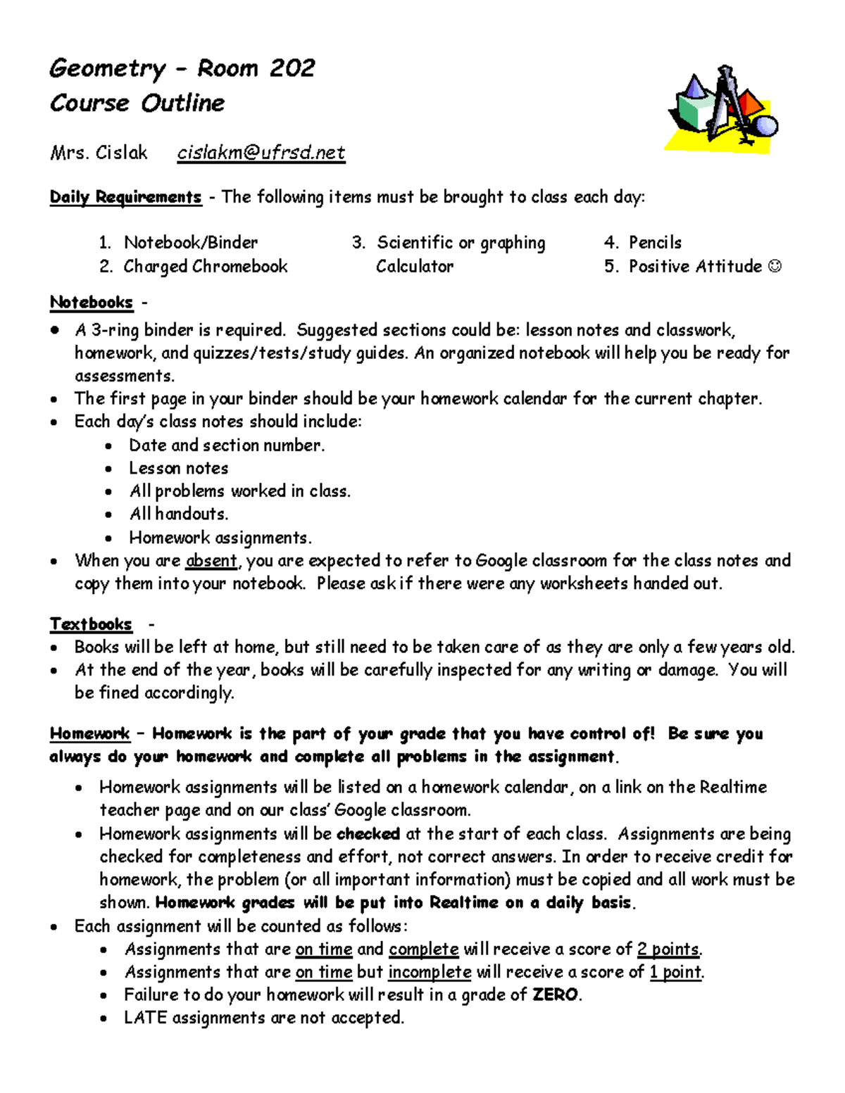 Geometry Class policy 2122 Geometry Room 202 Course Outline Mrs