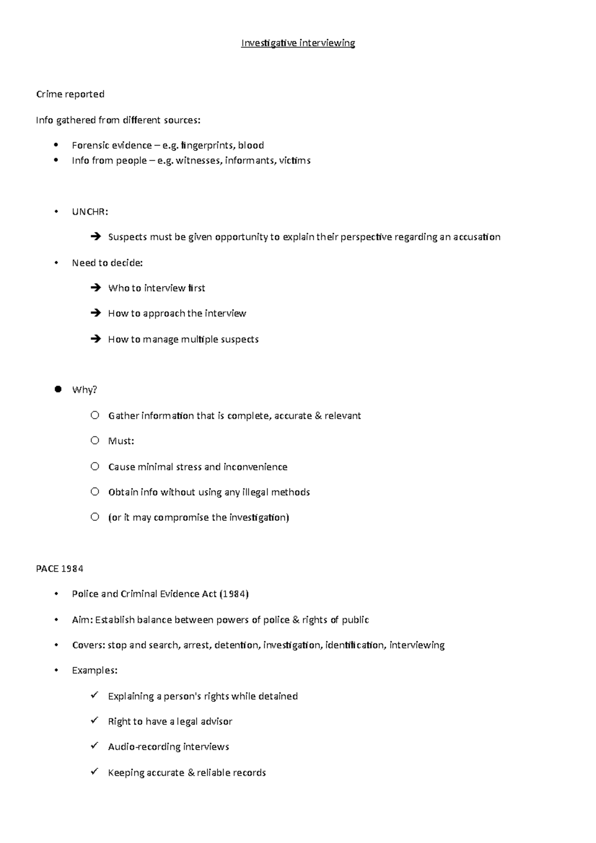 Investigative interviewing - Investigative interviewing Crime reported ...