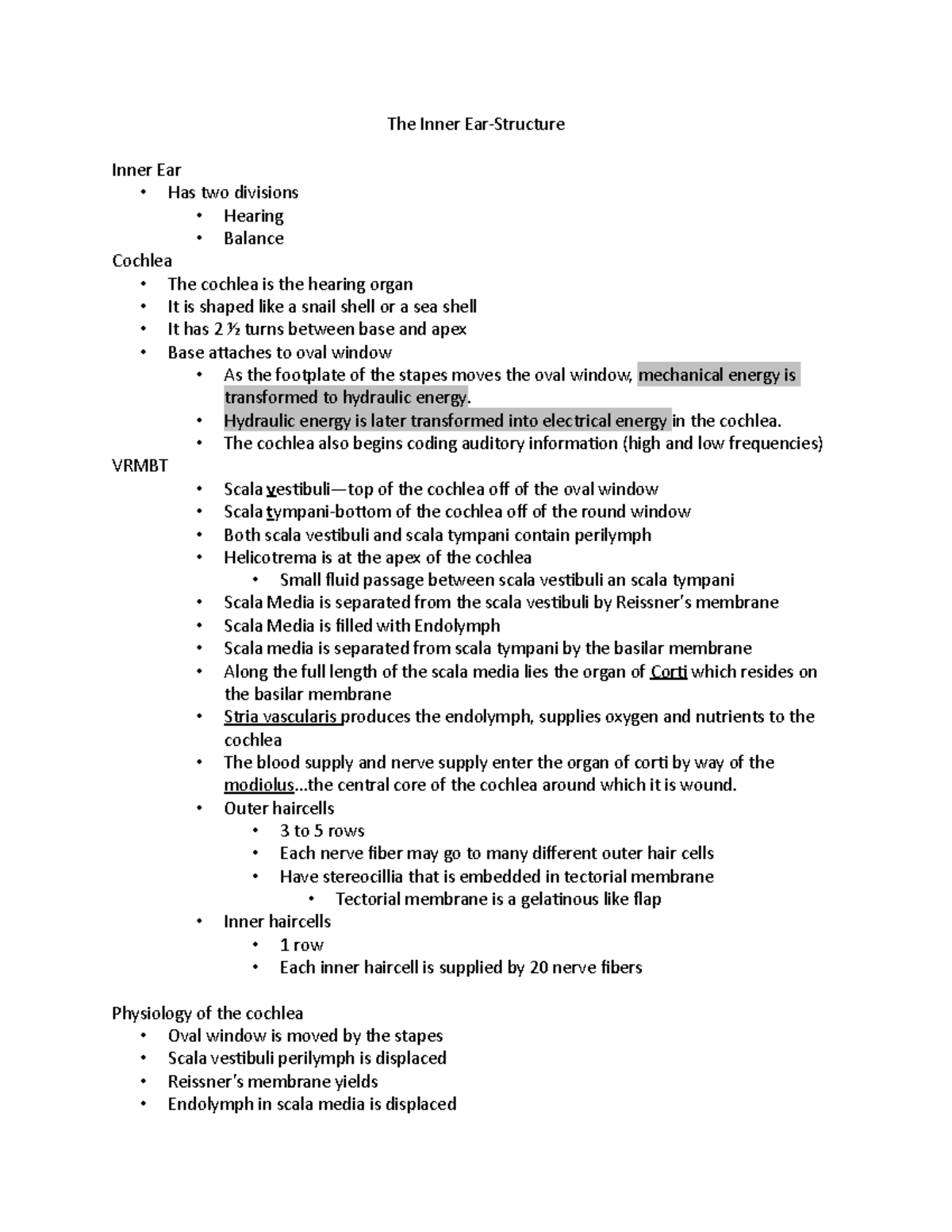 Anatomy and Physiology of the Inner Ear - The Inner Ear-Structure Inner ...