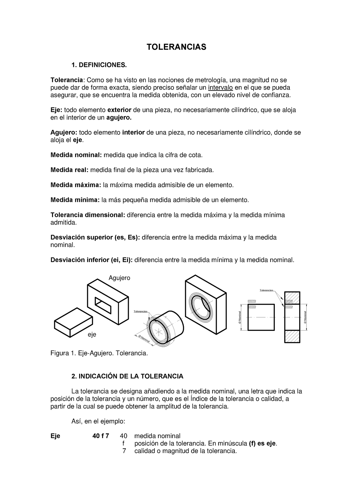 Tabla DE Tolerancias - TOLERANCIAS 1. DEFINICIONES. Tolerancia : Como ...