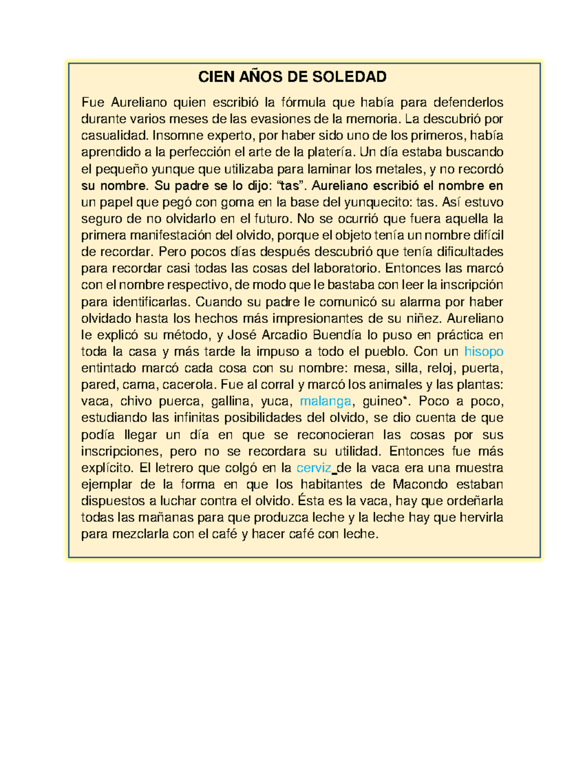 4 2p Documento CIEN AÑOS DE Soledad (Fragmento) - CIEN AÑOS DE SOLEDAD ...