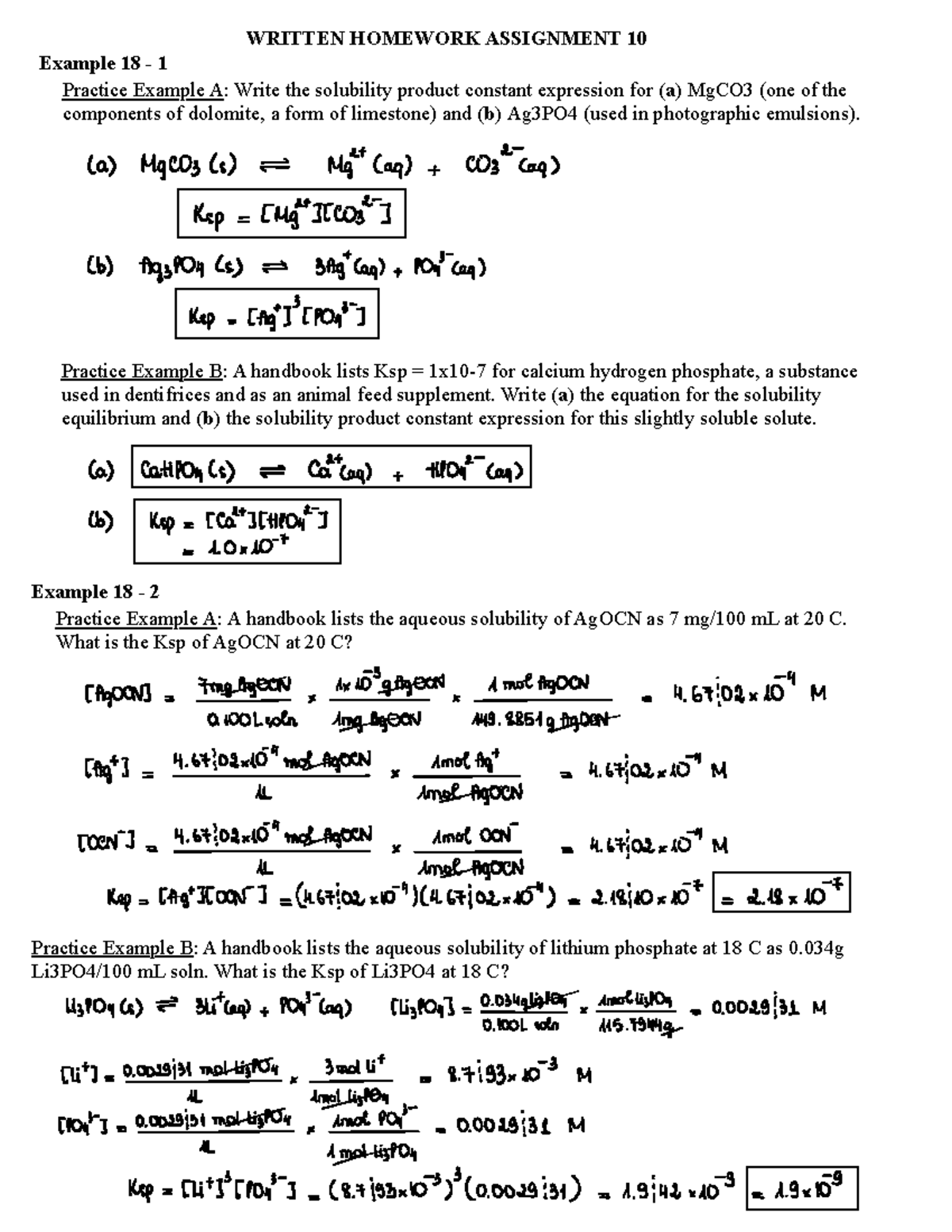 Written HW 10 - Homework Assignment - OCC - Prof. Helen Maughan ...