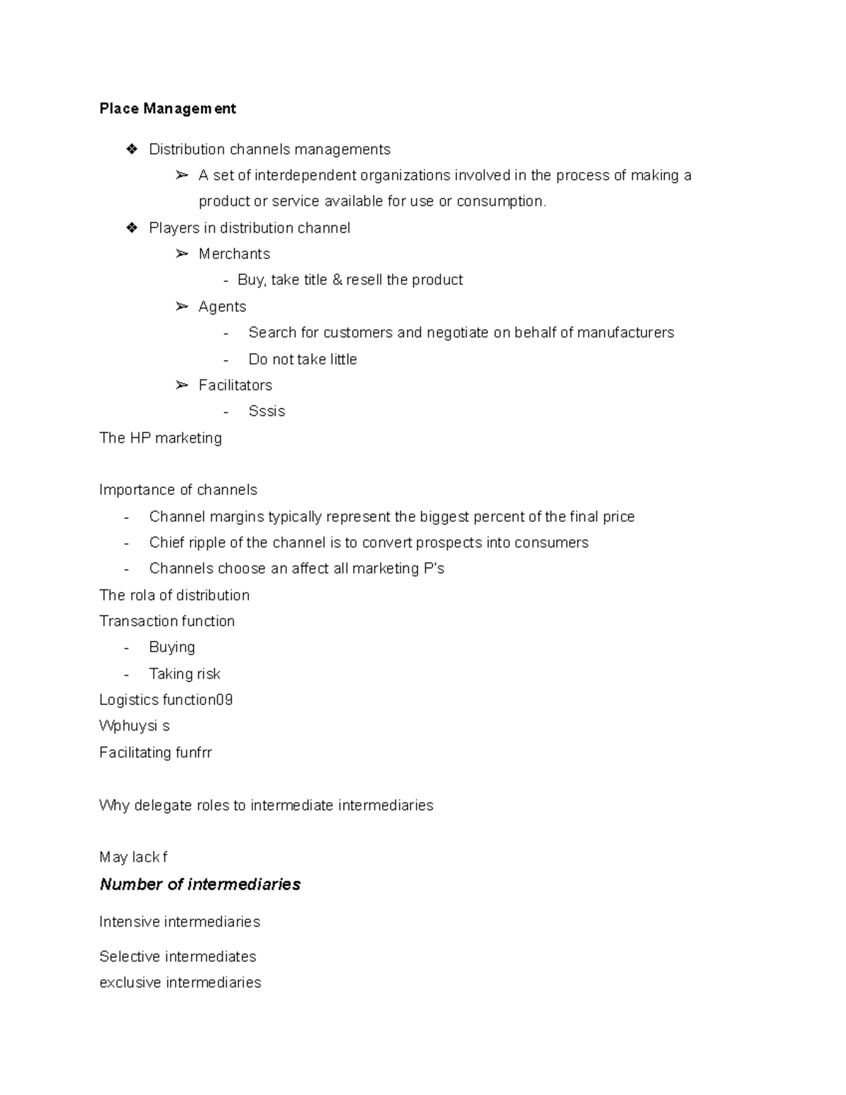 Untitled document - Place Management Distribution channels managements ...